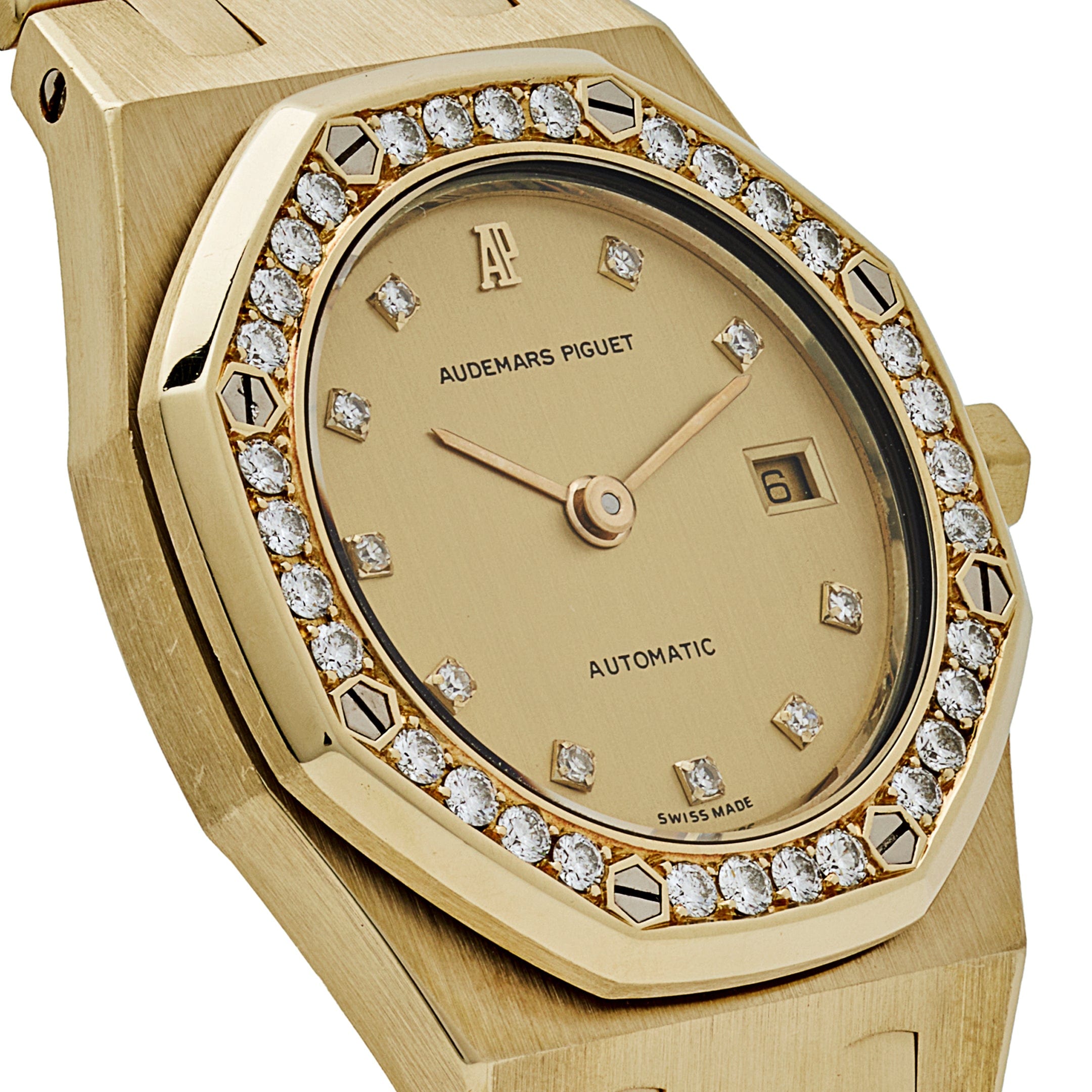 Audemars Piguet Royal Oak 14587/708BA Yellow Gold Champagne Diamond Bezel Diamond Dial