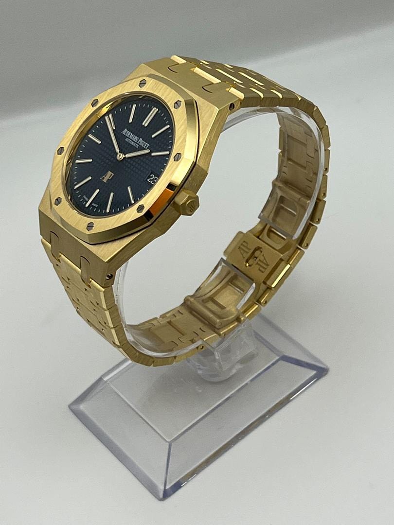 Audemars Piguet Royal Oak 15202BA.OO.1240BA.01 'Jumbo' Extra Thin Yellow Gold Blue Dial (2021) - Premium Luxury Product