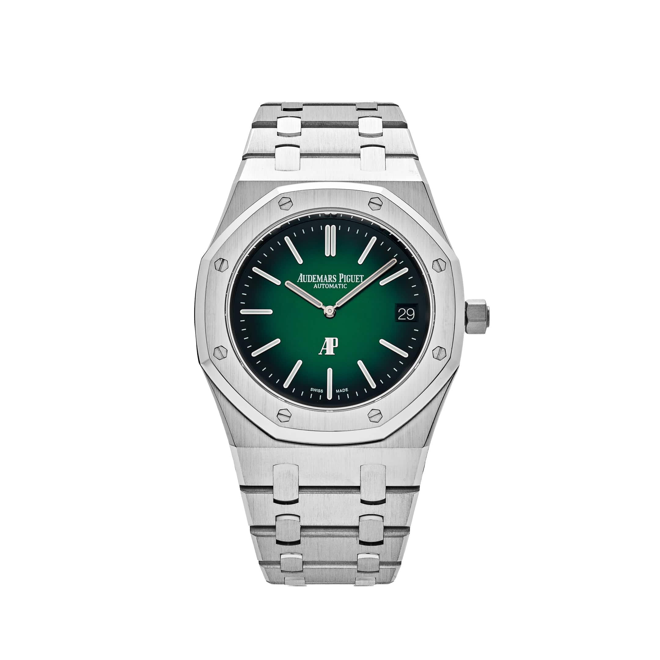 Audemars Piguet Royal Oak 15202PT.OO.1240PT.01 'Jumbo' Extra-Thin Platinum Green Dial (2021) - Premium Luxury Product