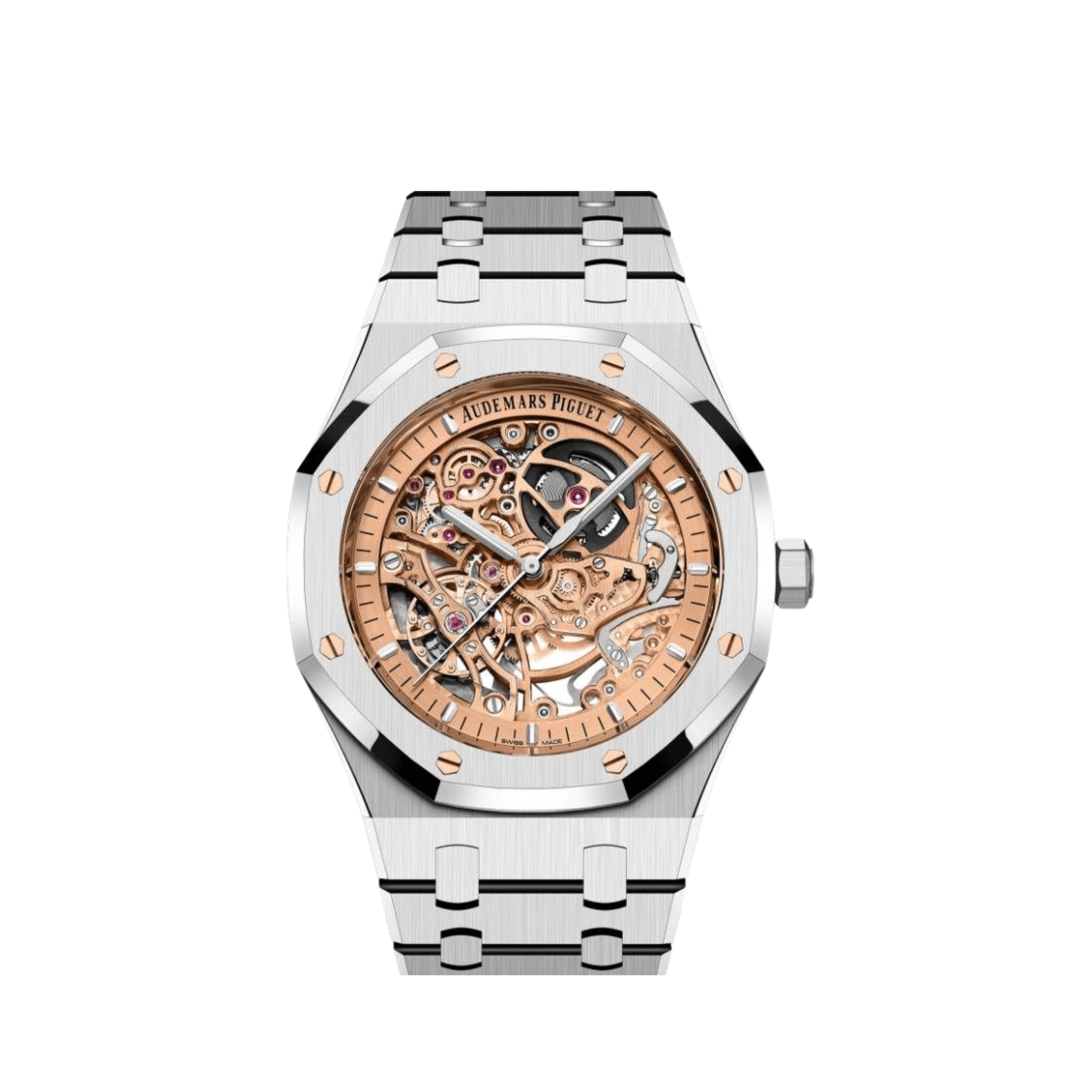 Audemars Piguet Royal Oak 15407ST.OO.1220ST.02 Double Balance Wheel Openworked Stainless Steel Pink Gold-Toned Dial (2024) - Premium Luxury Product
