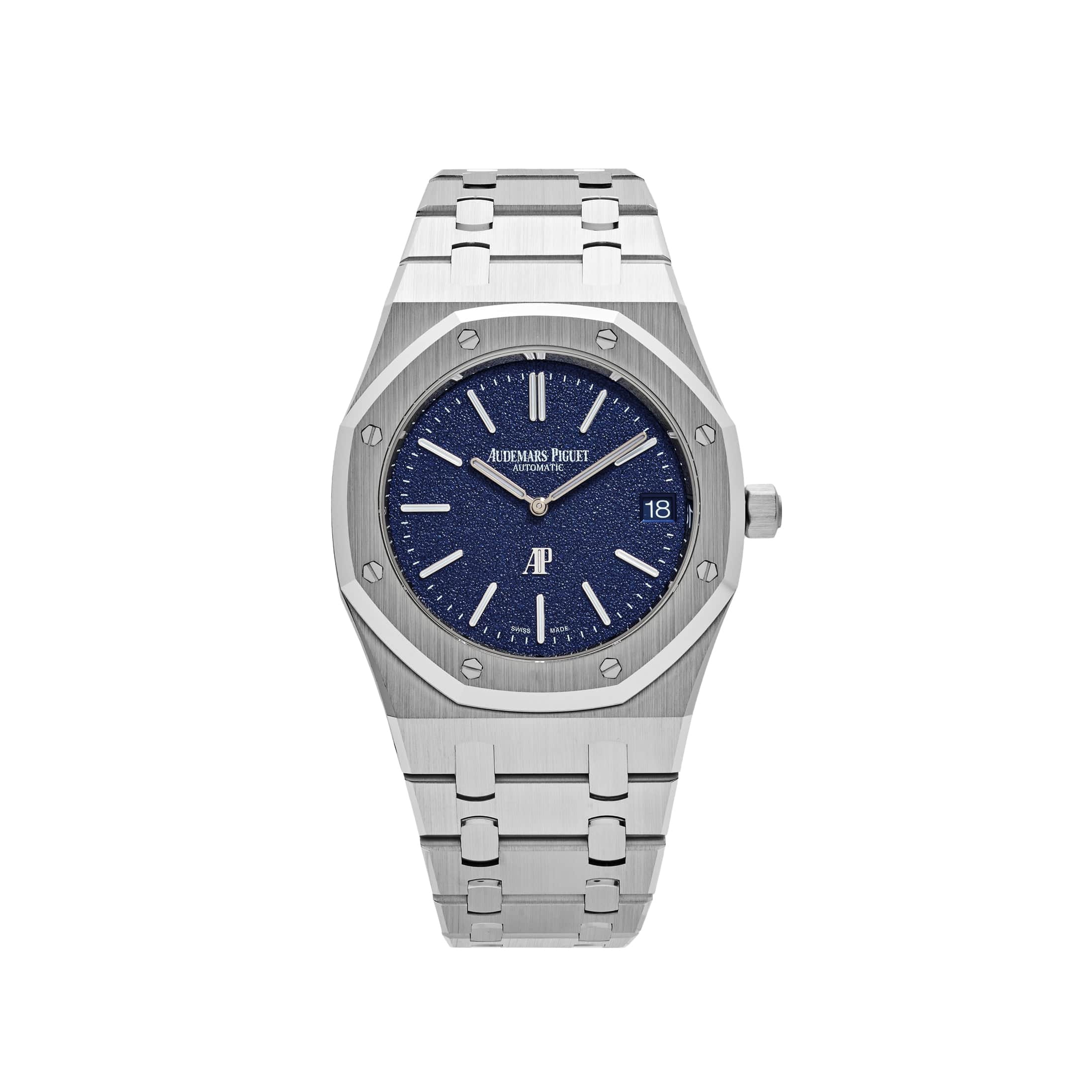 Audemars Piguet Royal Oak 16202BC.OO.1240BC.02 'Jumbo' Extra-Thin White Gold Grainy Blue Dial (2024) - Premium Luxury Product