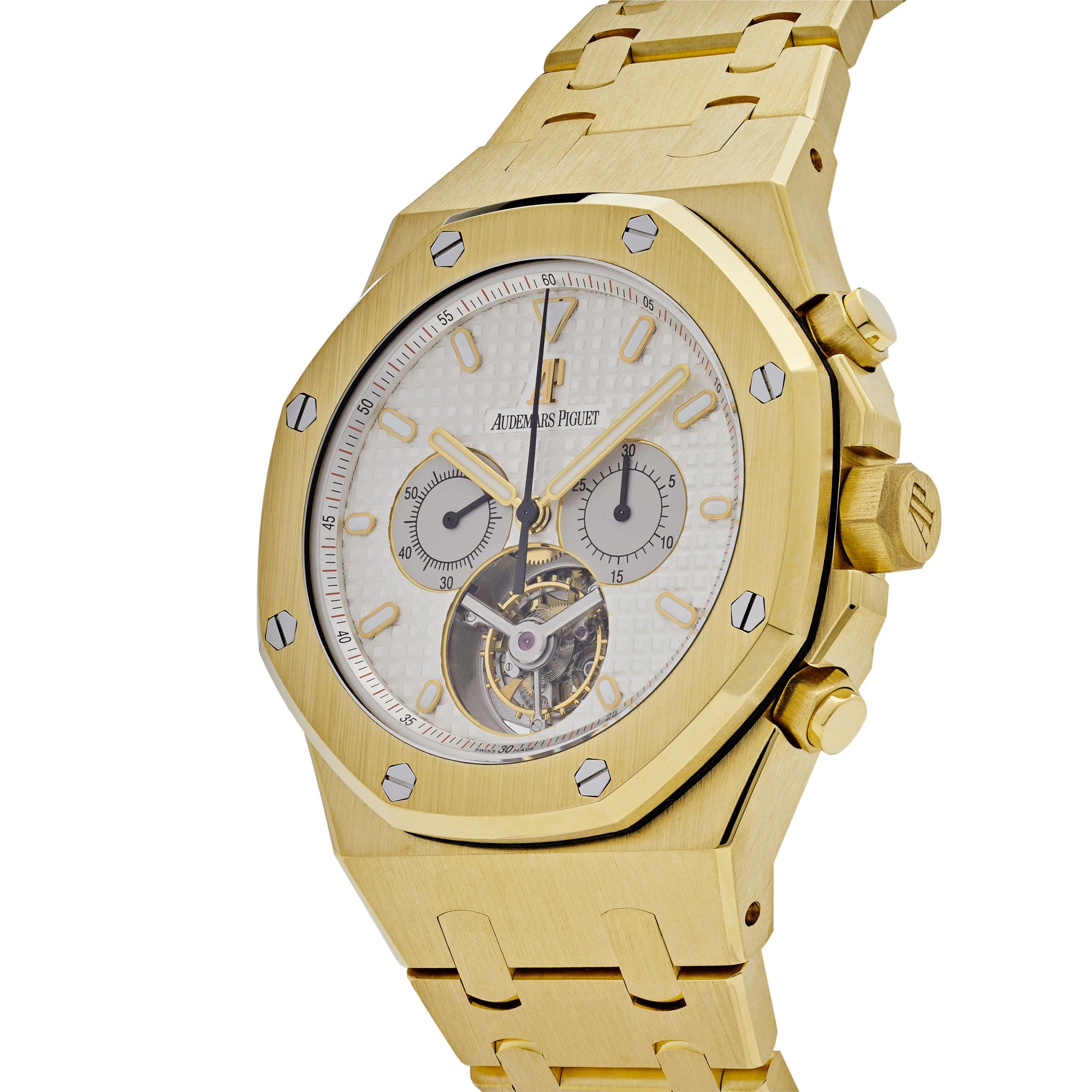 Audemars Piguet Royal Oak 25977BA.OO.1205BA.01 Chronograph 'Tourbillon' Yellow Gold Silver Dial (2004)