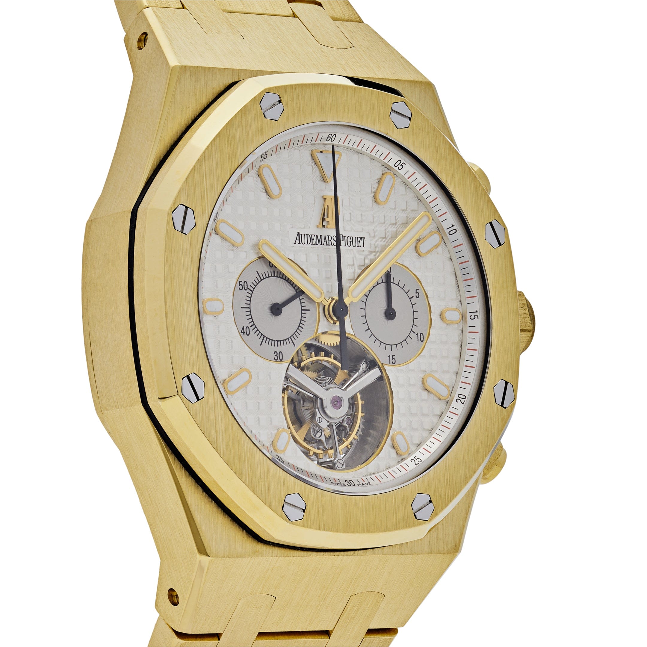Audemars Piguet Royal Oak 25977BA.OO.1205BA.01 Chronograph 'Tourbillon' Yellow Gold Silver Dial (2004)