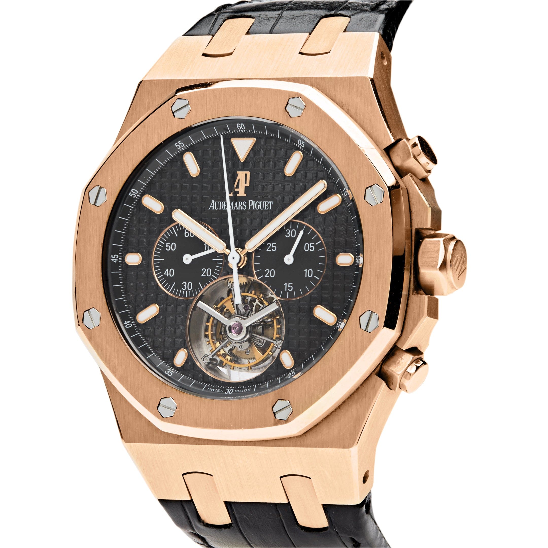 Audemars Piguet Royal Oak 25977OR.OO.D002CR.01 Chronograph 'Tourbillon' Rose Gold Black Dial