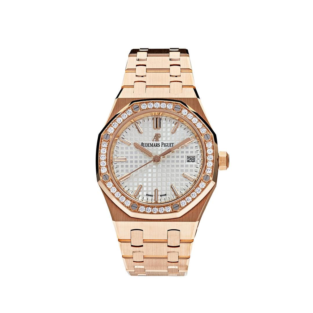 Audemars Piguet Royal Oak 77351OR.ZZ.1261OR.01 Rose Gold White Dial Diamond Bezel (2022) - Premium Luxury Product