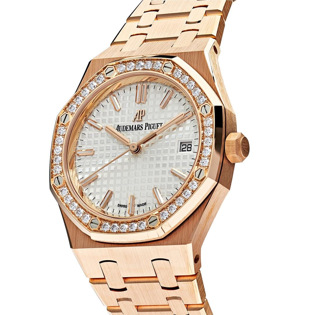 Audemars Piguet Royal Oak 77351OR.ZZ.1261OR.01 Rose Gold White Dial Diamond Bezel (2022)