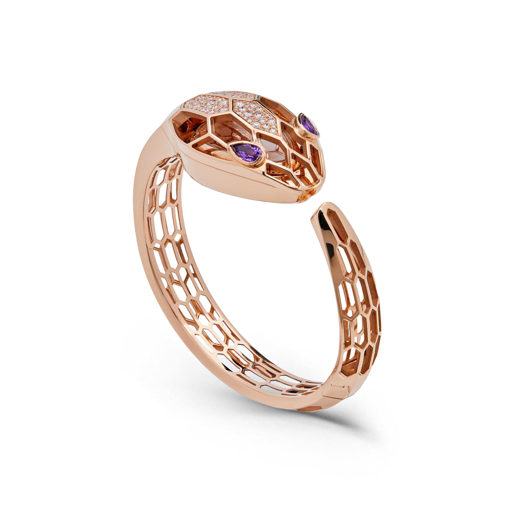 BVLGARI Serpenti Spiga Watch 102573 Rose Gold Diamond and Sapphire - Premium Luxury Product