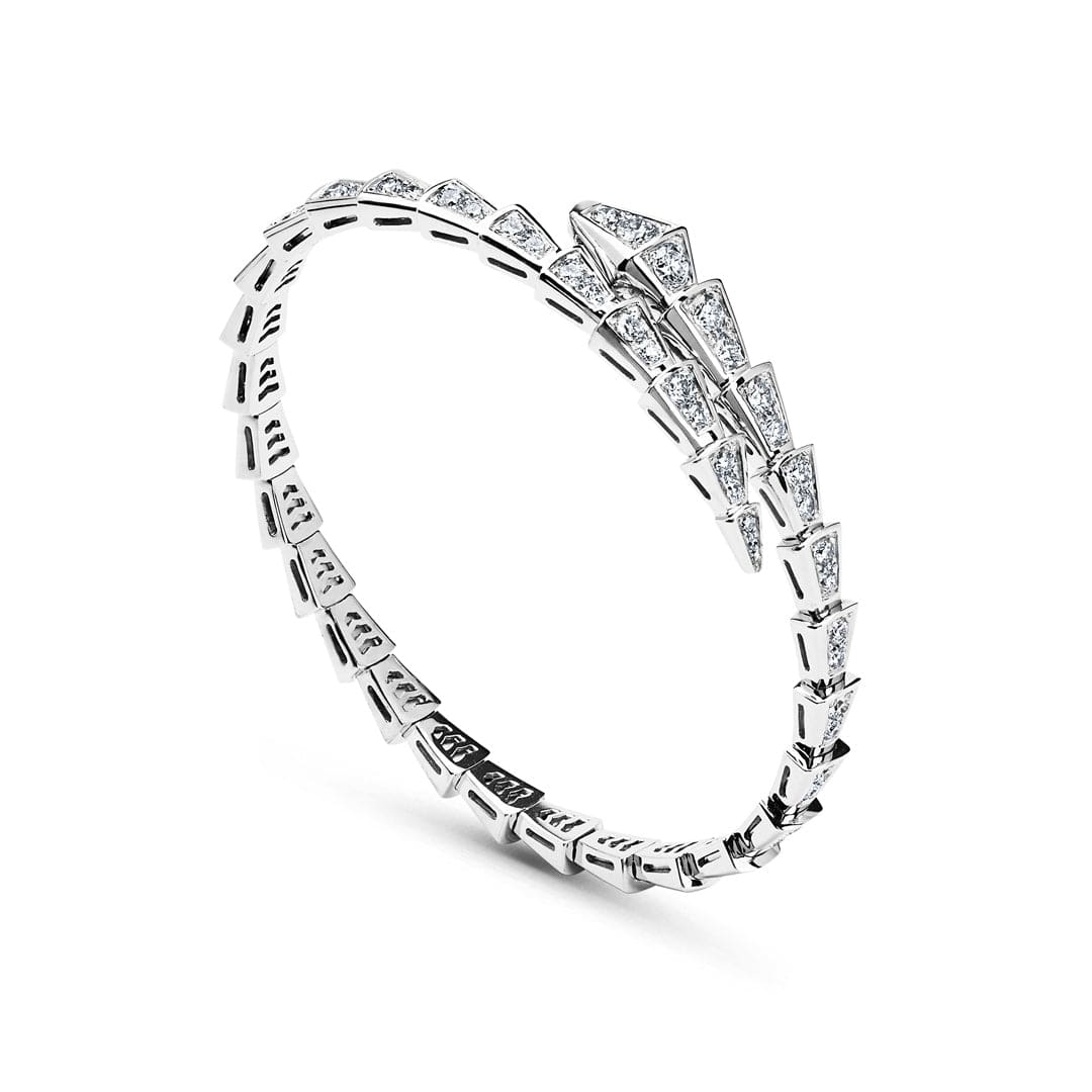 BVLGARI Serpenti Viper Slim Bracelet White Gold Full Pavé Diamonds 351844 - Premium Luxury Product