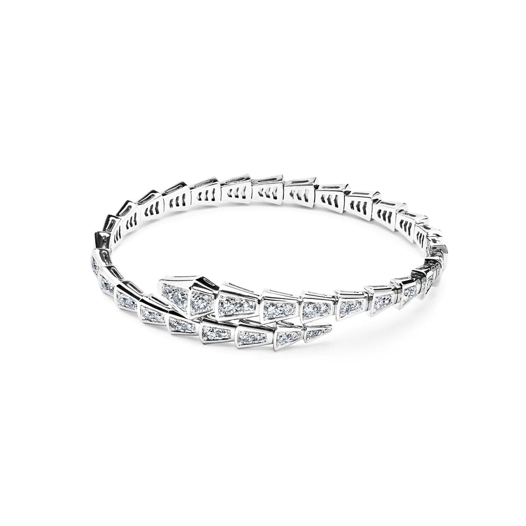 BVLGARI Serpenti Viper Slim Bracelet White Gold Full Pavé Diamonds 351844