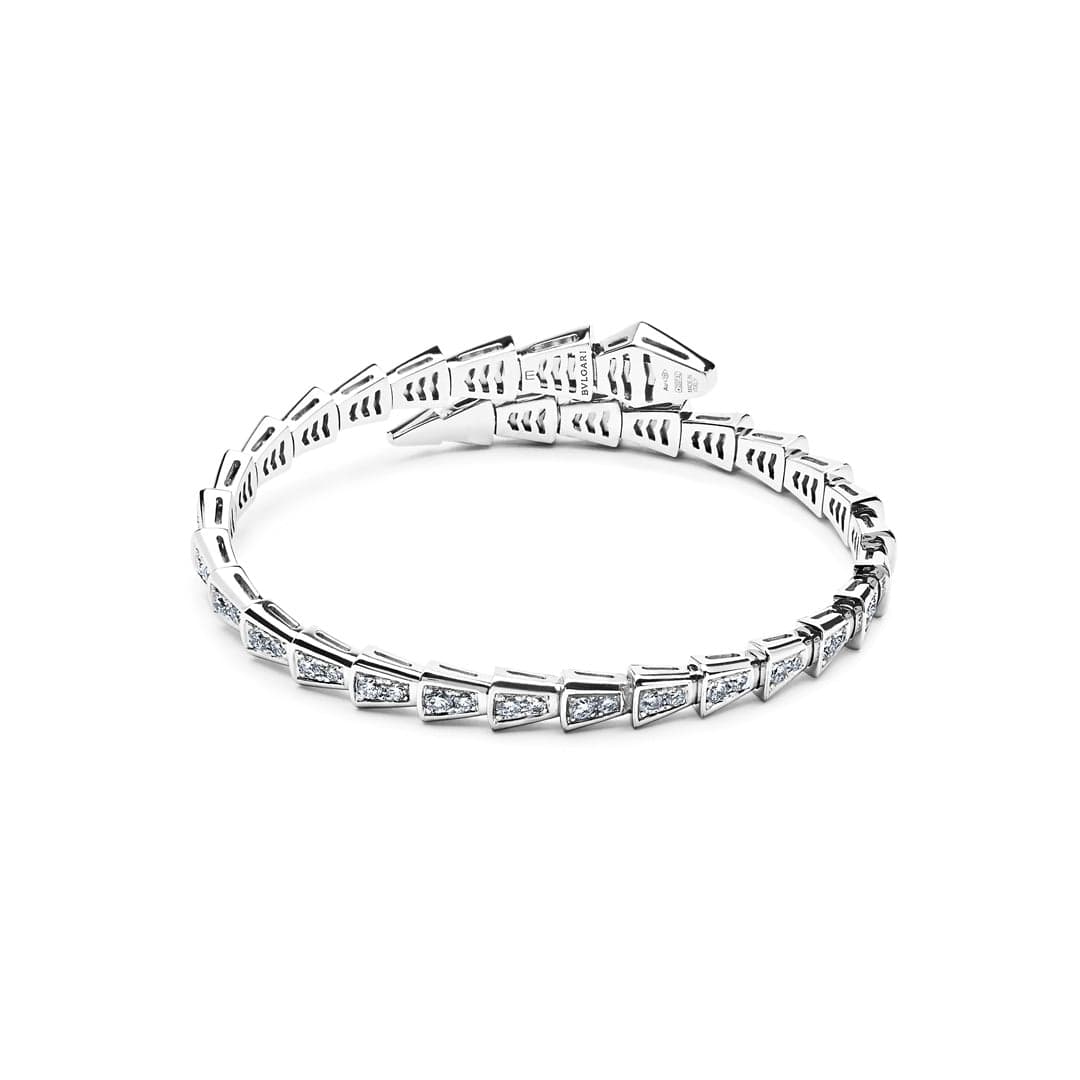BVLGARI Serpenti Viper Slim Bracelet White Gold Full Pavé Diamonds 351845 - Premium Luxury Product