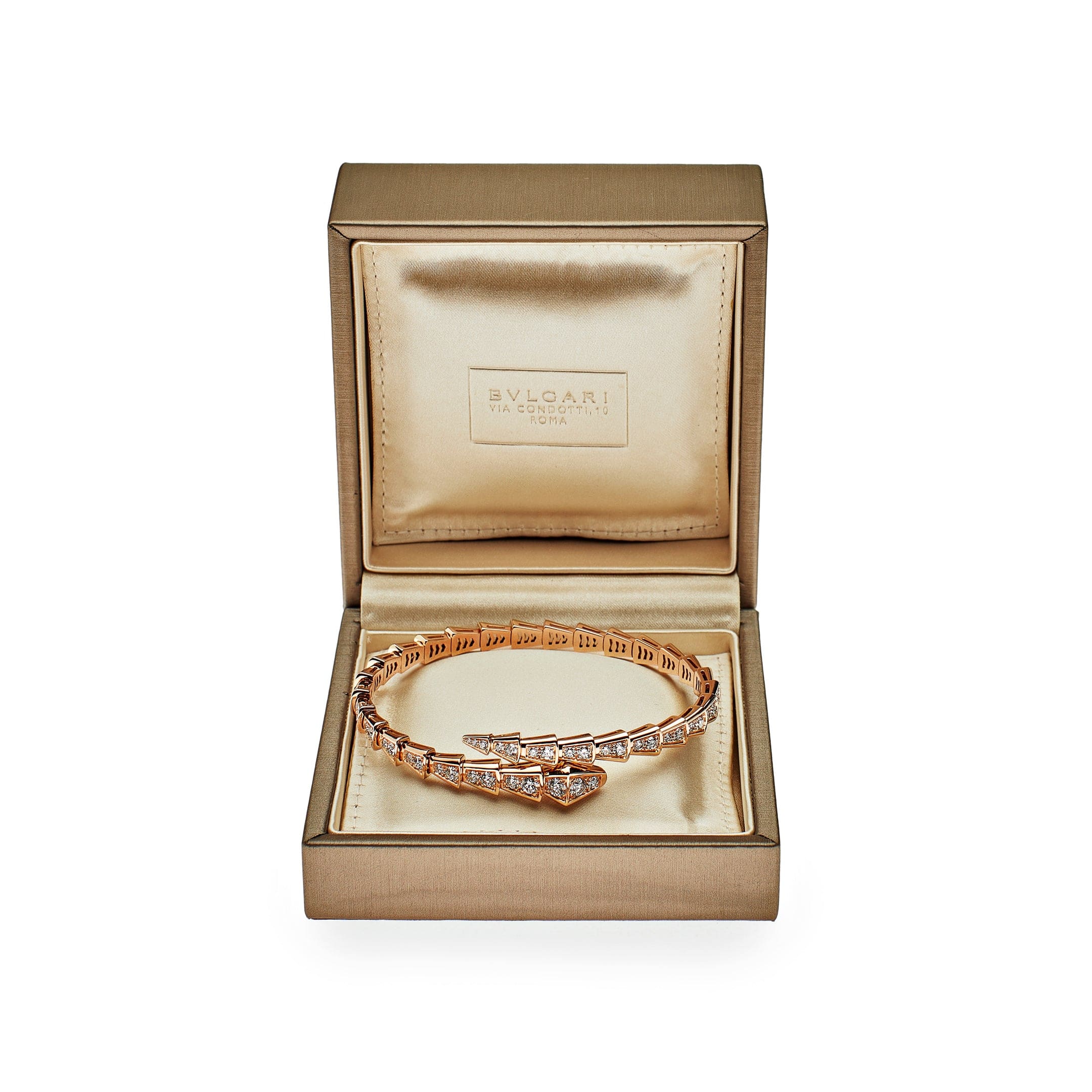 BVLGARI Serpenti Viper Thin Bracelet Rose Gold Full Pavé Diamonds 353793 - Premium Luxury Product