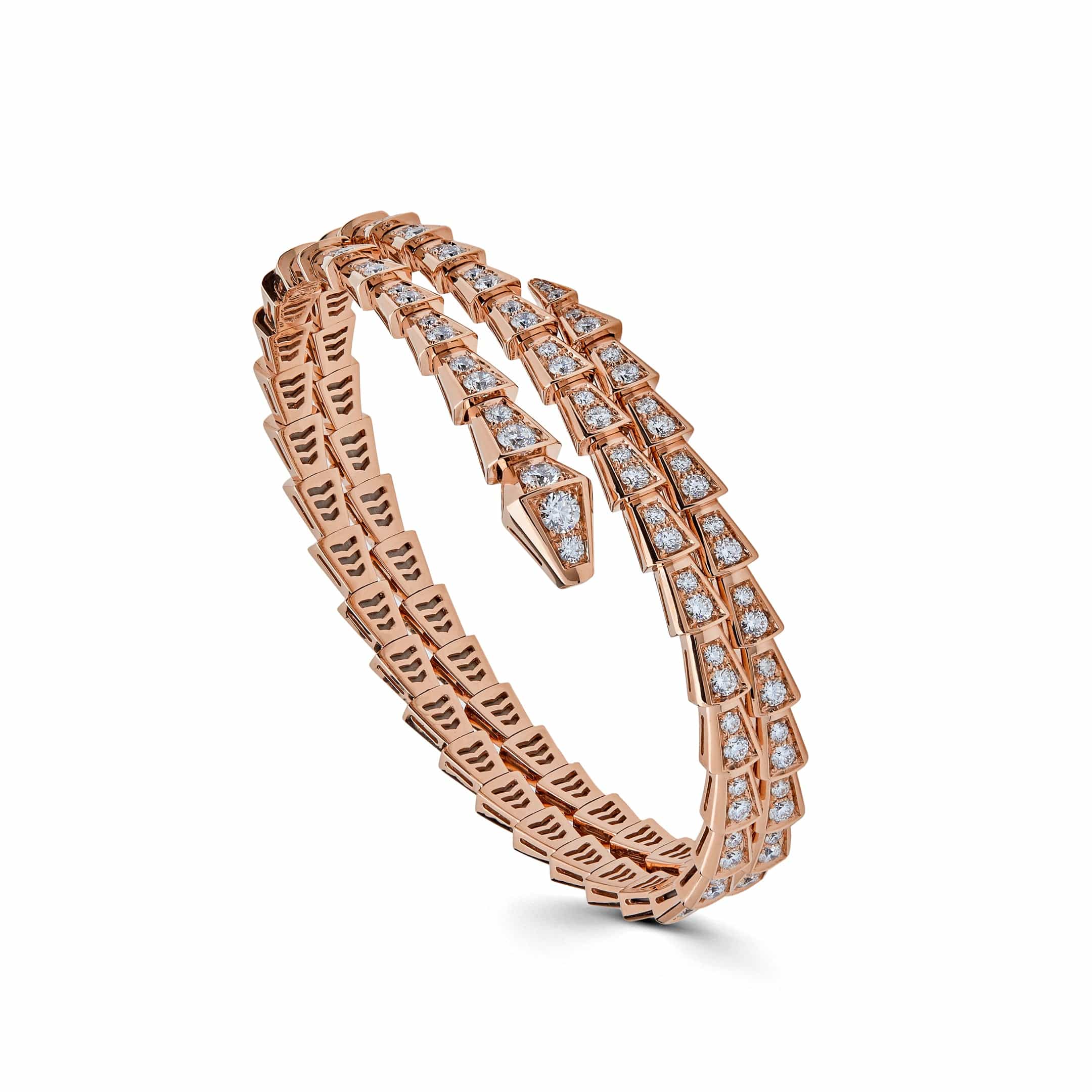 BVLGARI Serpenti Viper Two-Coil Rose Gold Full Pavé Diamonds Bracelet 357270 - Premium Luxury Product