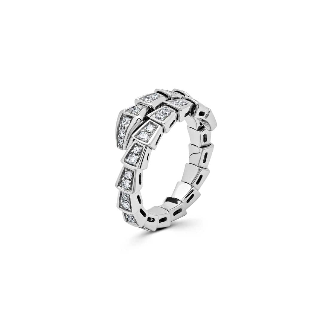 BVLGARI Serpenti Viper White Gold Diamond Ring 354708 - Premium Luxury Product