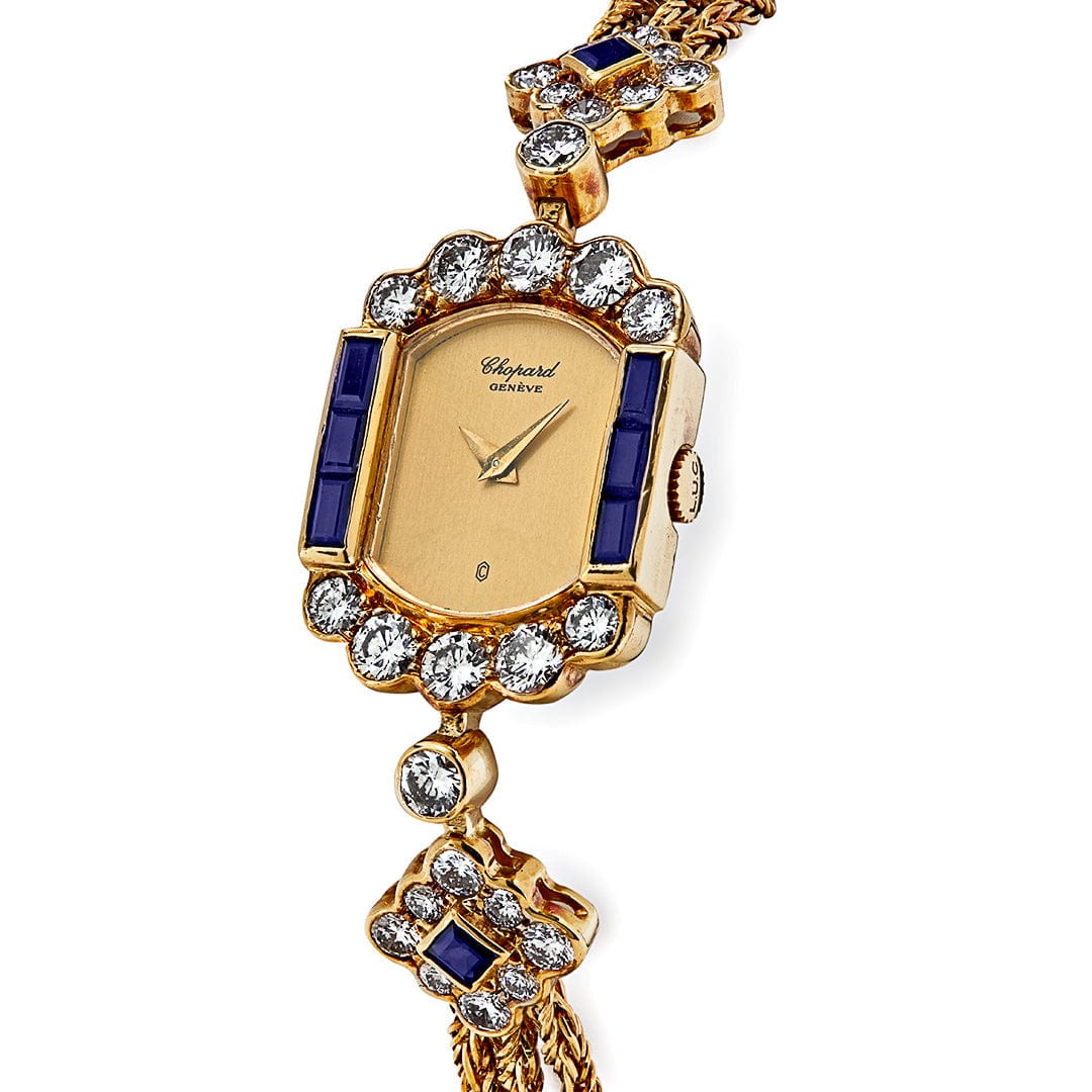 Chopard Vintage Yellow Gold Blue Sapphire Diamond Watch - Premium Luxury Product