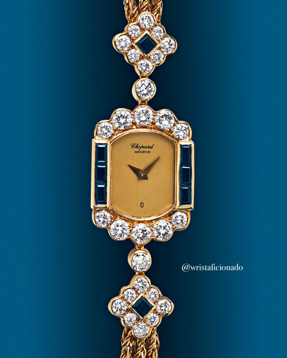 Chopard Vintage Yellow Gold Blue Sapphire Diamond Watch - Premium Luxury Product