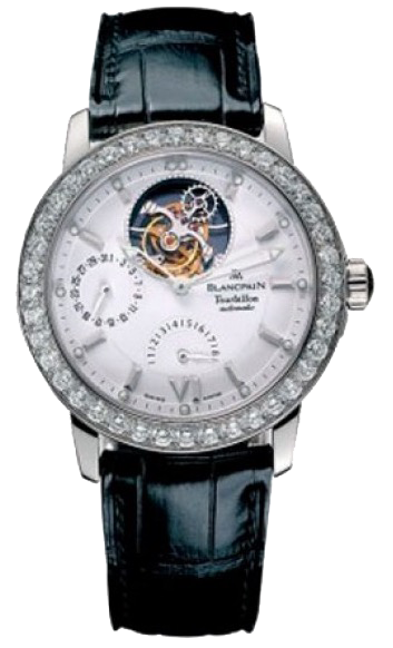 Blancpain Leman Tourbillon Power Reserve 18K White Gold & Diamonds Mens Watch - Premium Luxury Product