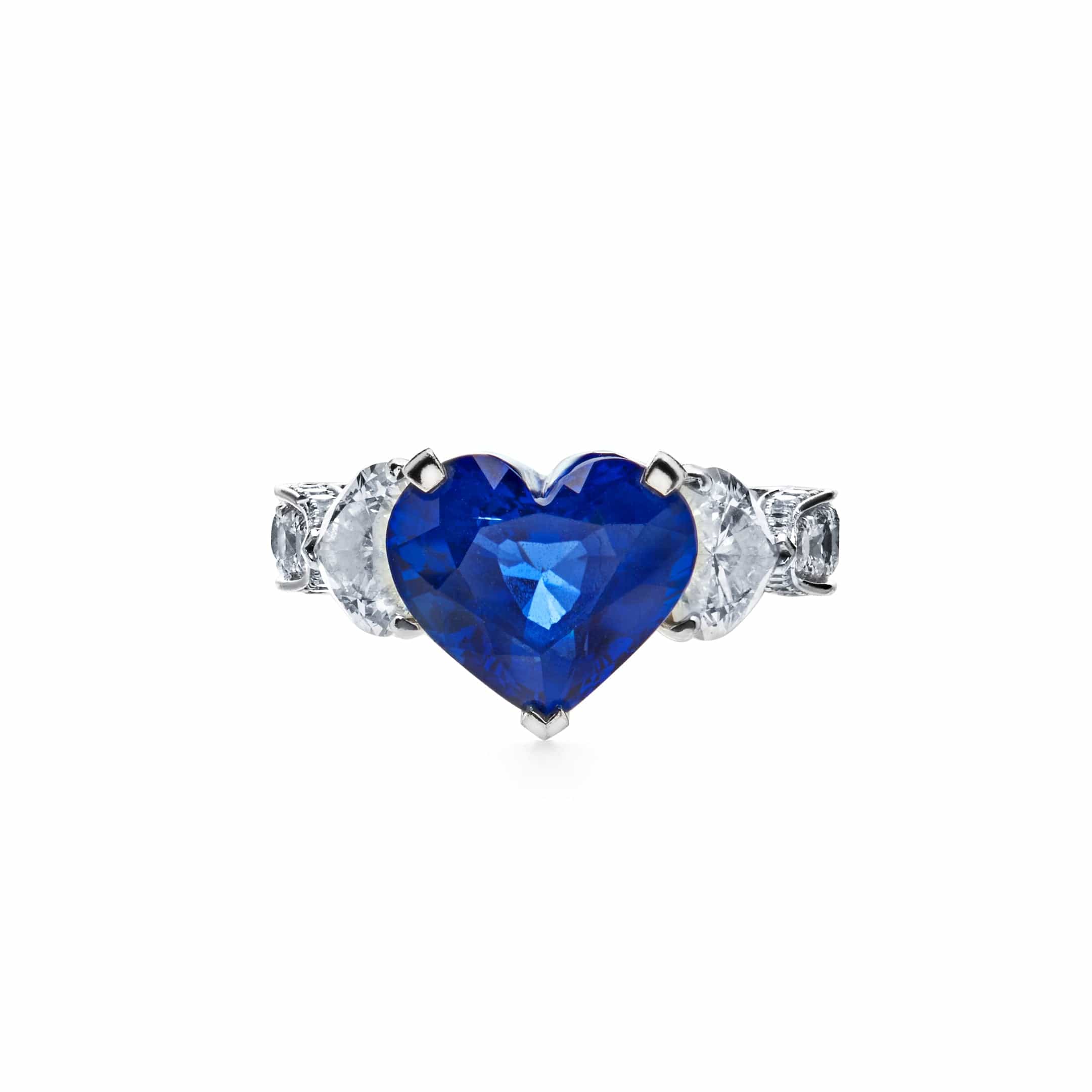 Graff Sapphire and Diamond Heart Ring in Platinum - Premium Luxury Product