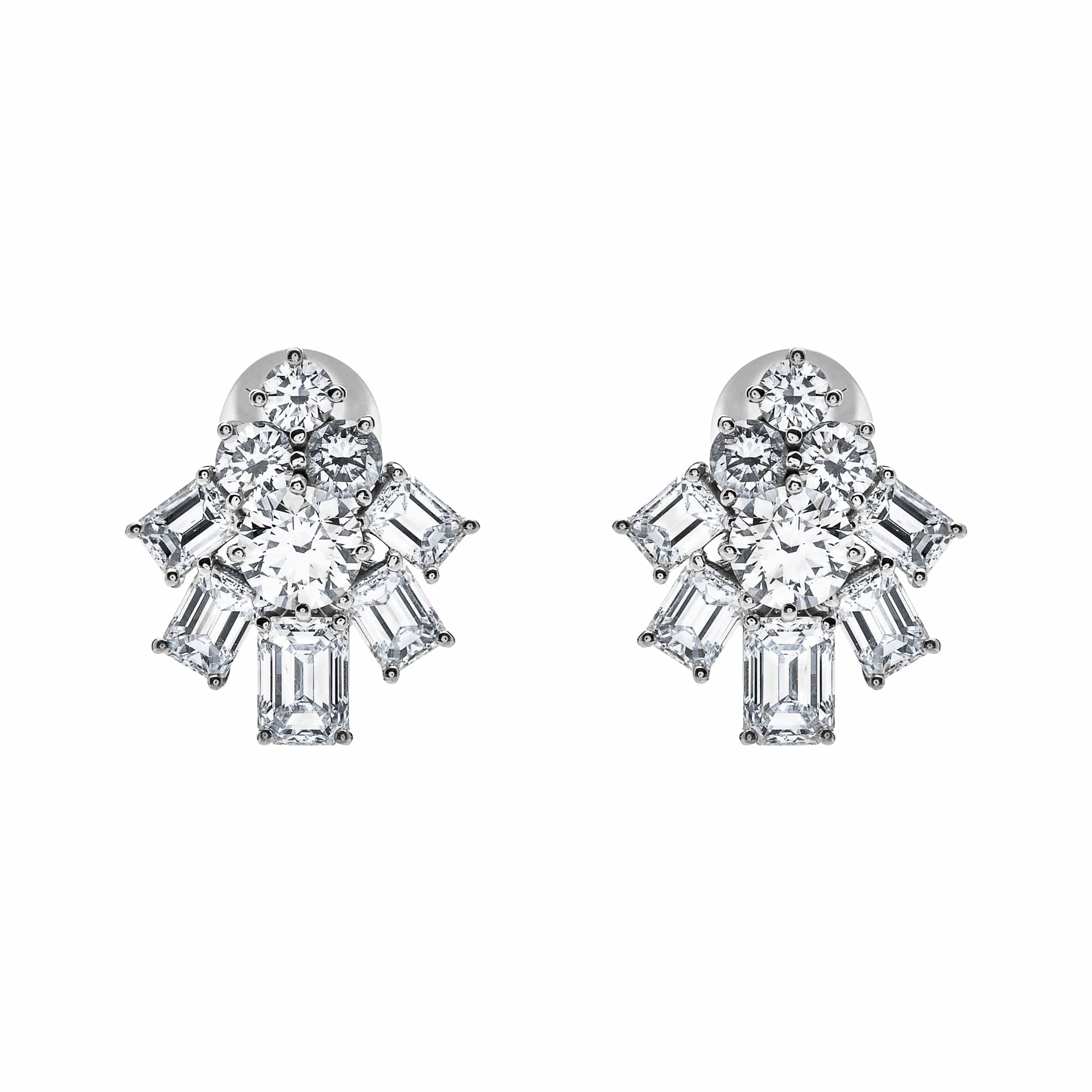 Graff White Emerald Cut and Round Diamond Earrings - Premium Luxury Product