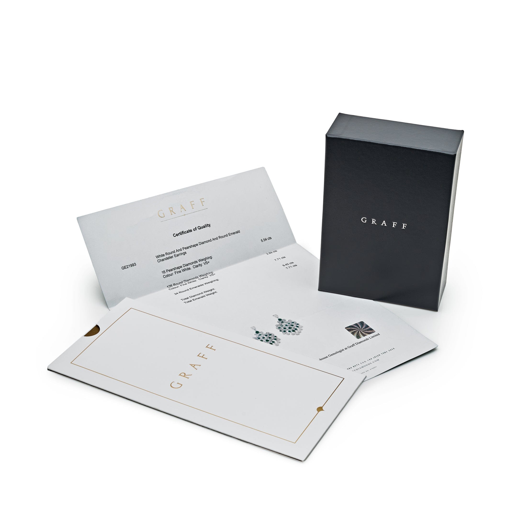 Graff White Gold Diamond and Emerald Chandelier Earrings