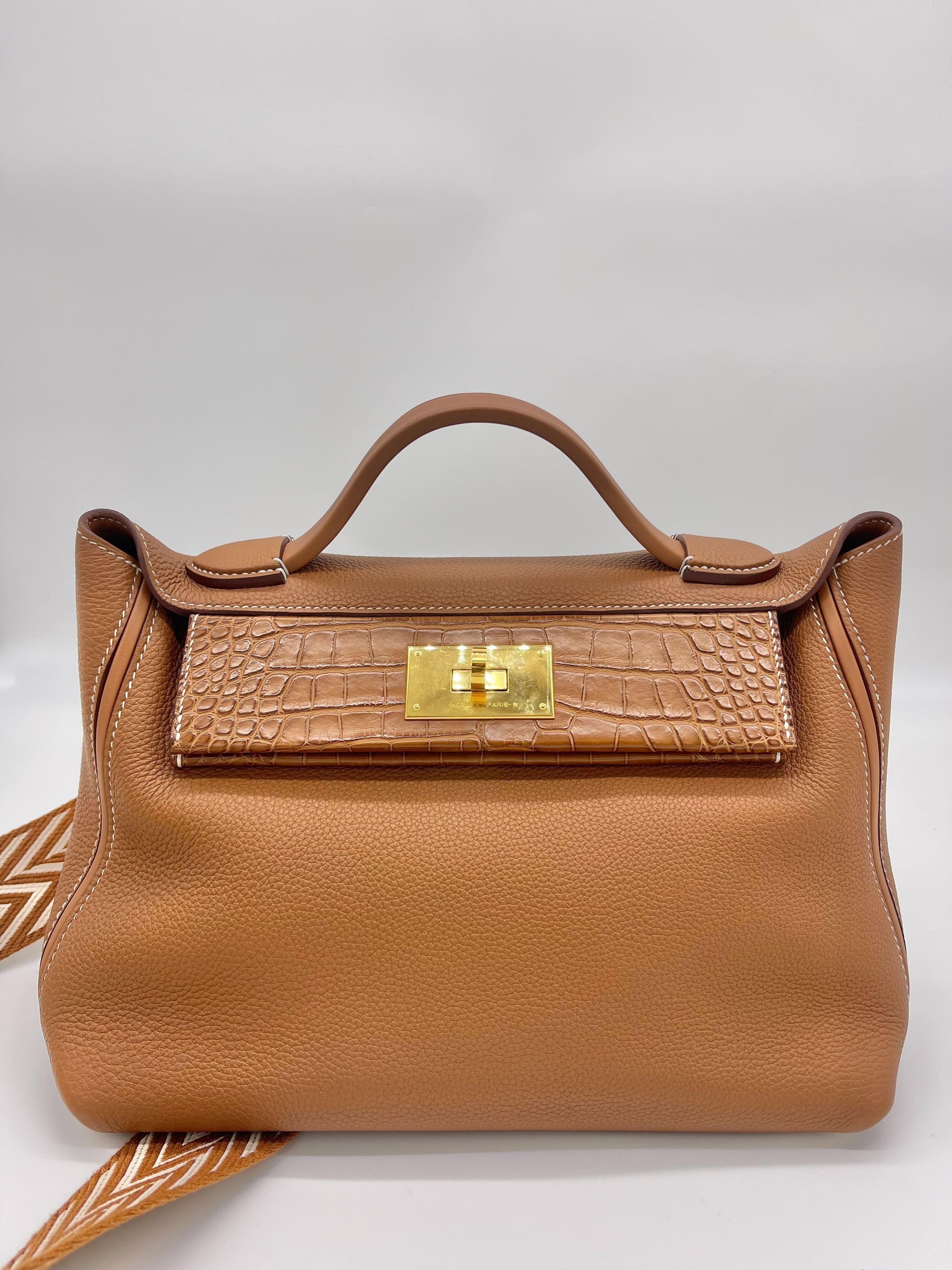 Hermès 24/24 29 Gold Veau Togo Touch Alligator Gold Hardware
