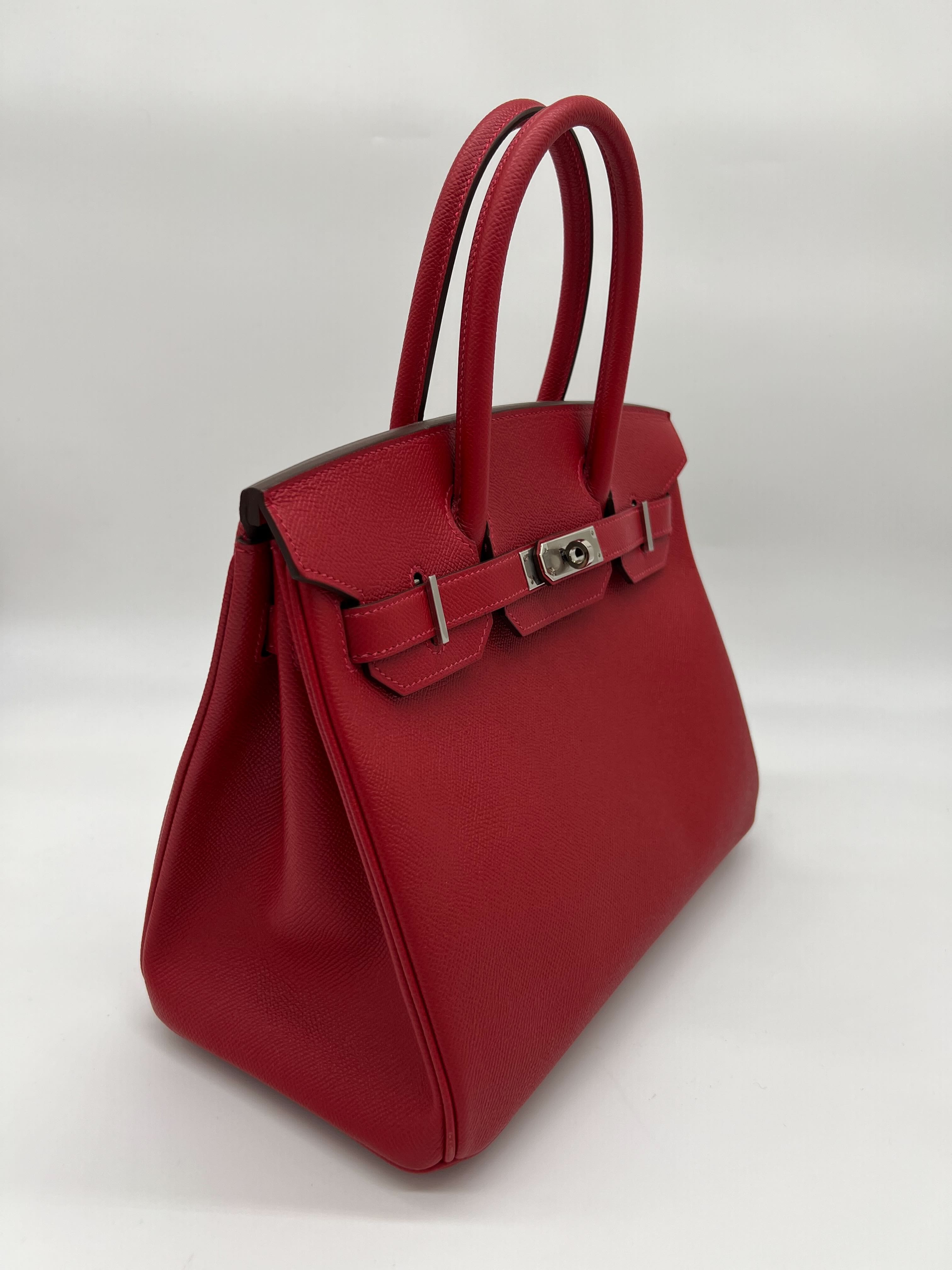 Hermès Birkin 30 Rouge Casaque Epsom Palladium Hardware