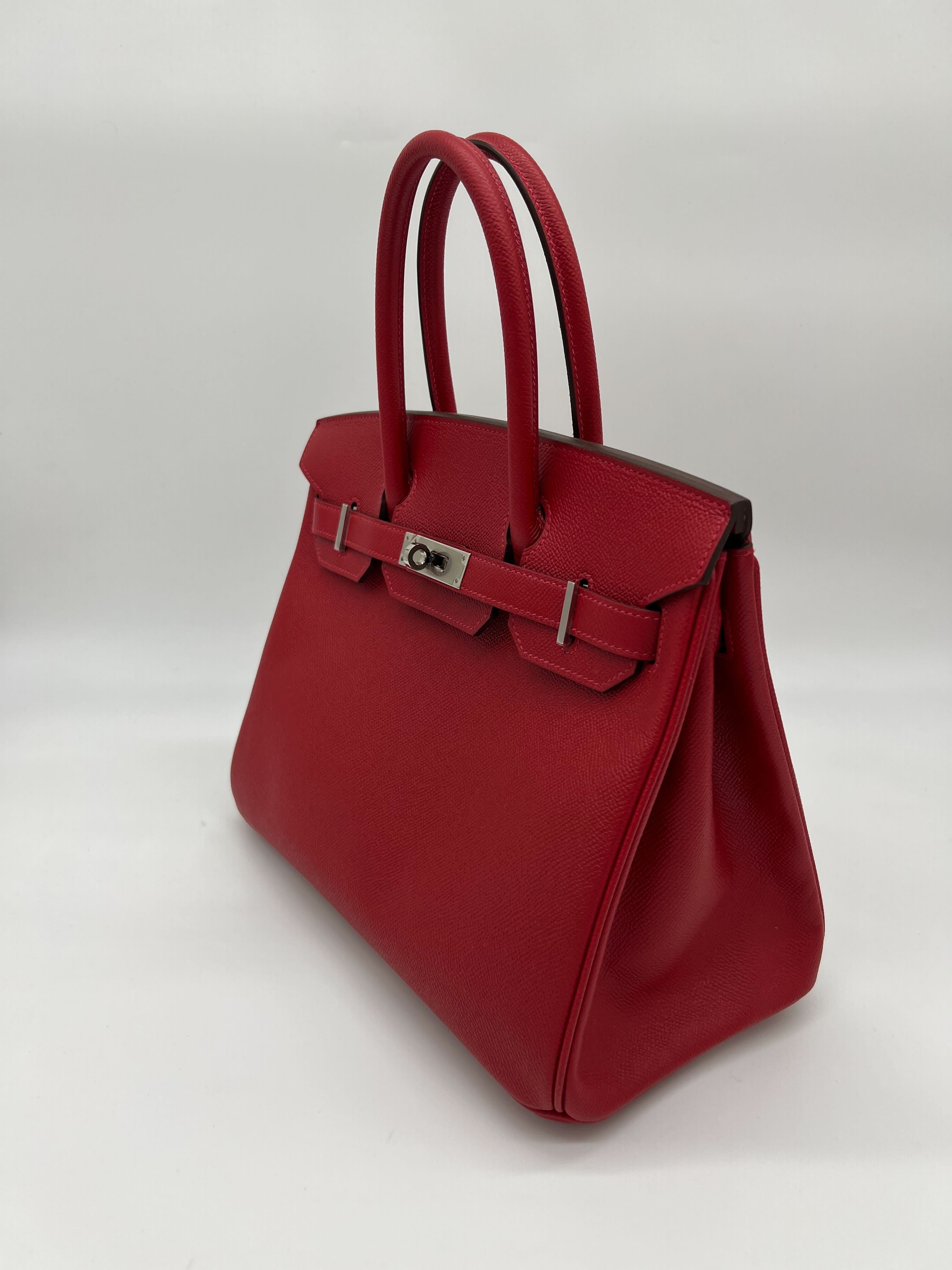 Hermès Birkin 30 Rouge Casaque Epsom Palladium Hardware