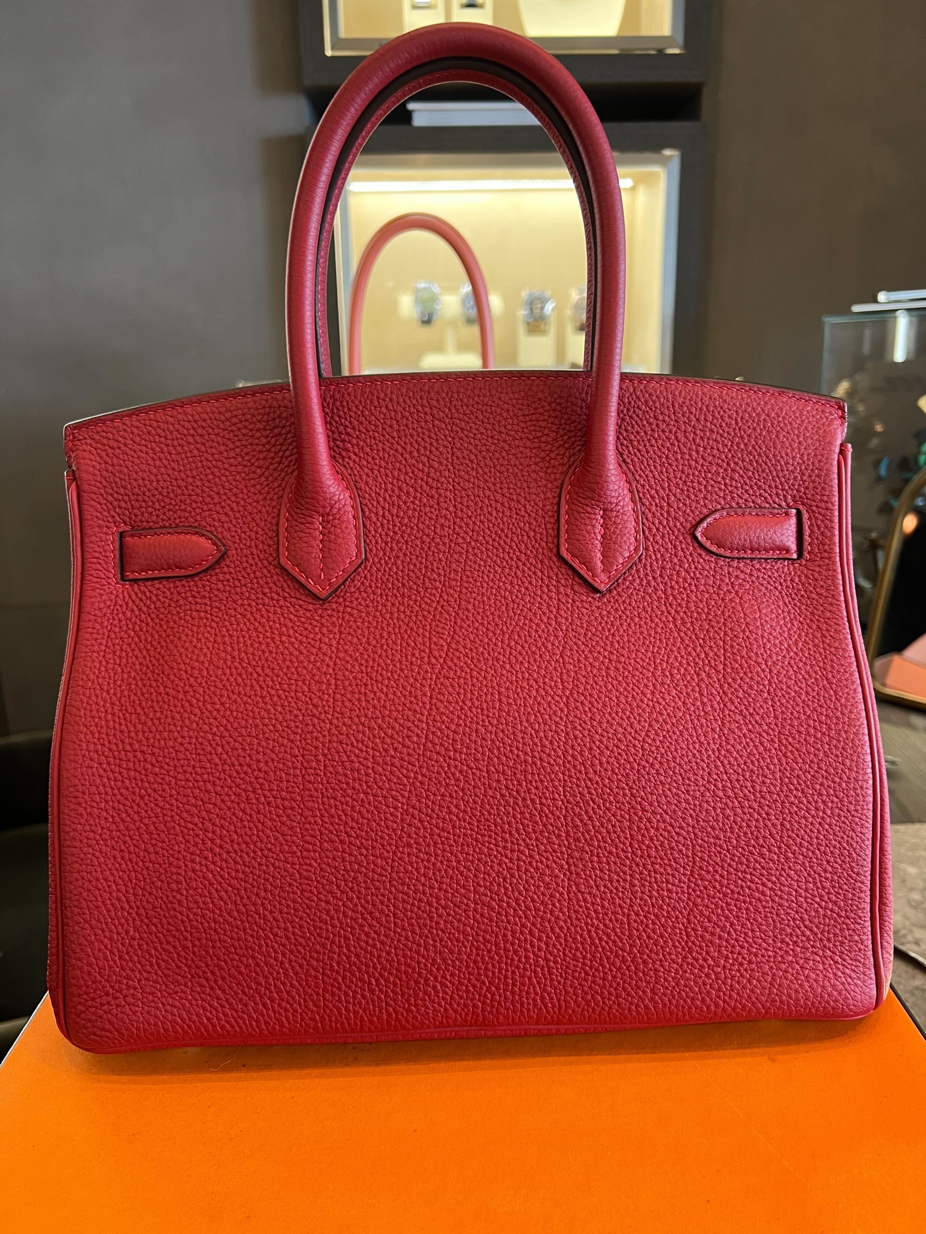 Hermès Birkin 30 Rouge Vif Togo Palladium Hardware