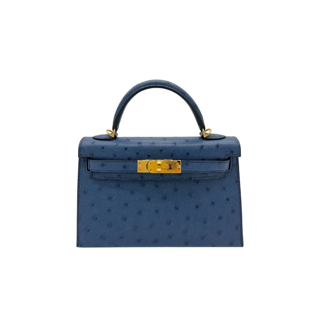 Hermès Kelly 20 Bleu Roy Ostrich Gold Hardware
