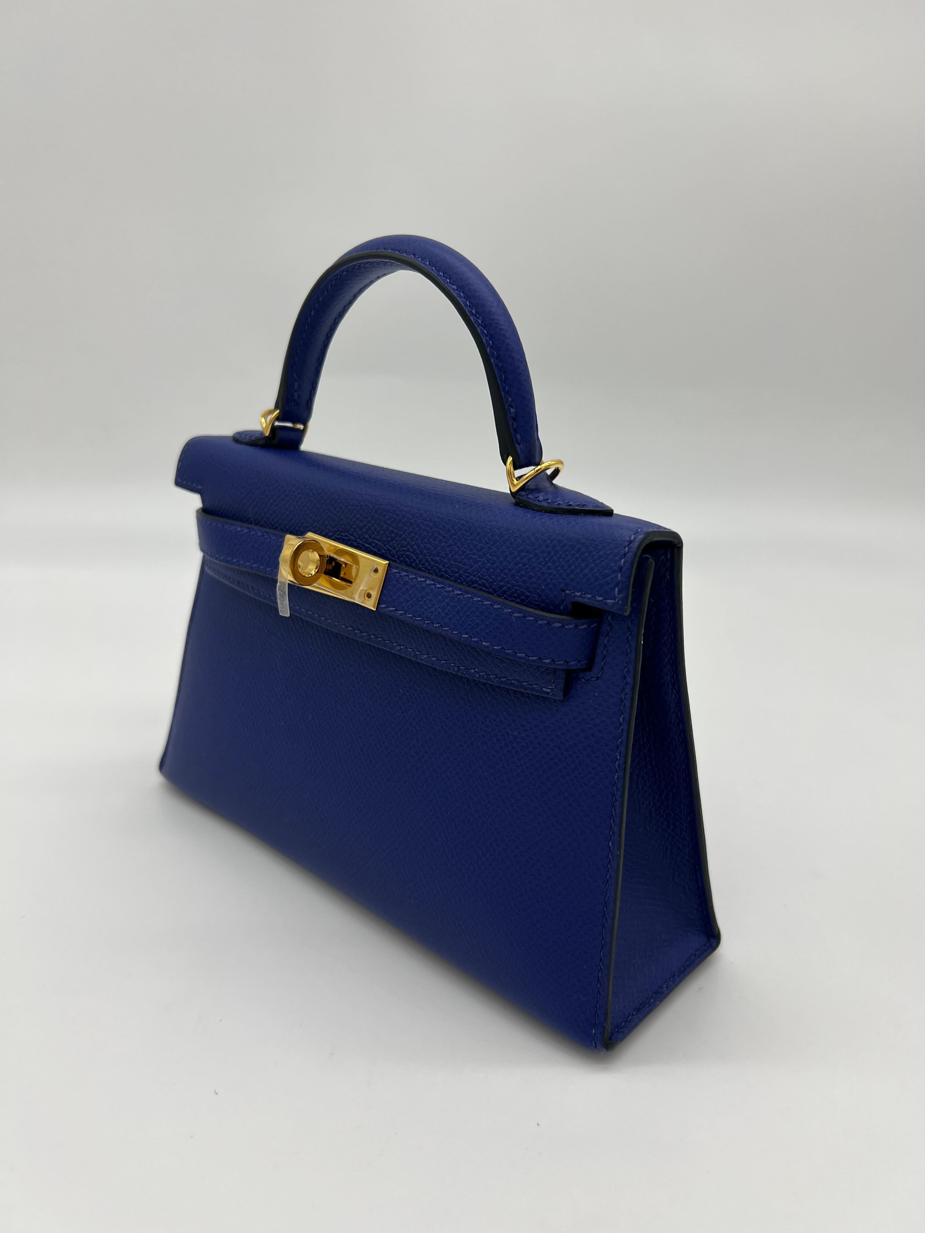 Hermès Kelly 20 Mini Bleu Electrique Epsom Gold Hardware