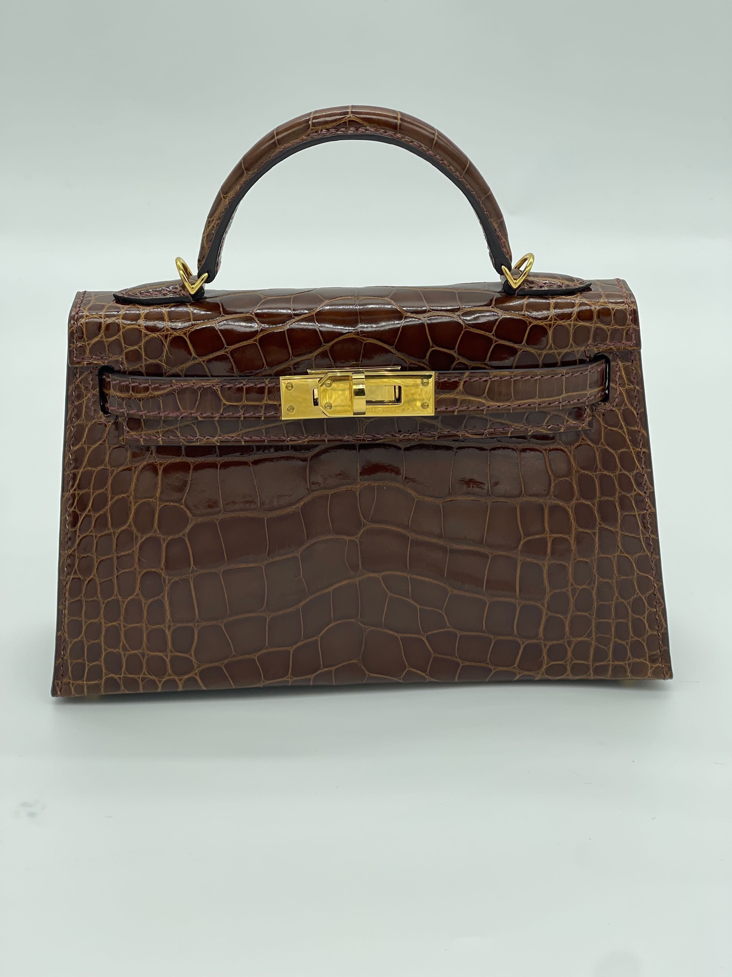Hermès Kelly II Sellier Mini 20 Missi Alligator Miel Brown Gold Hardware