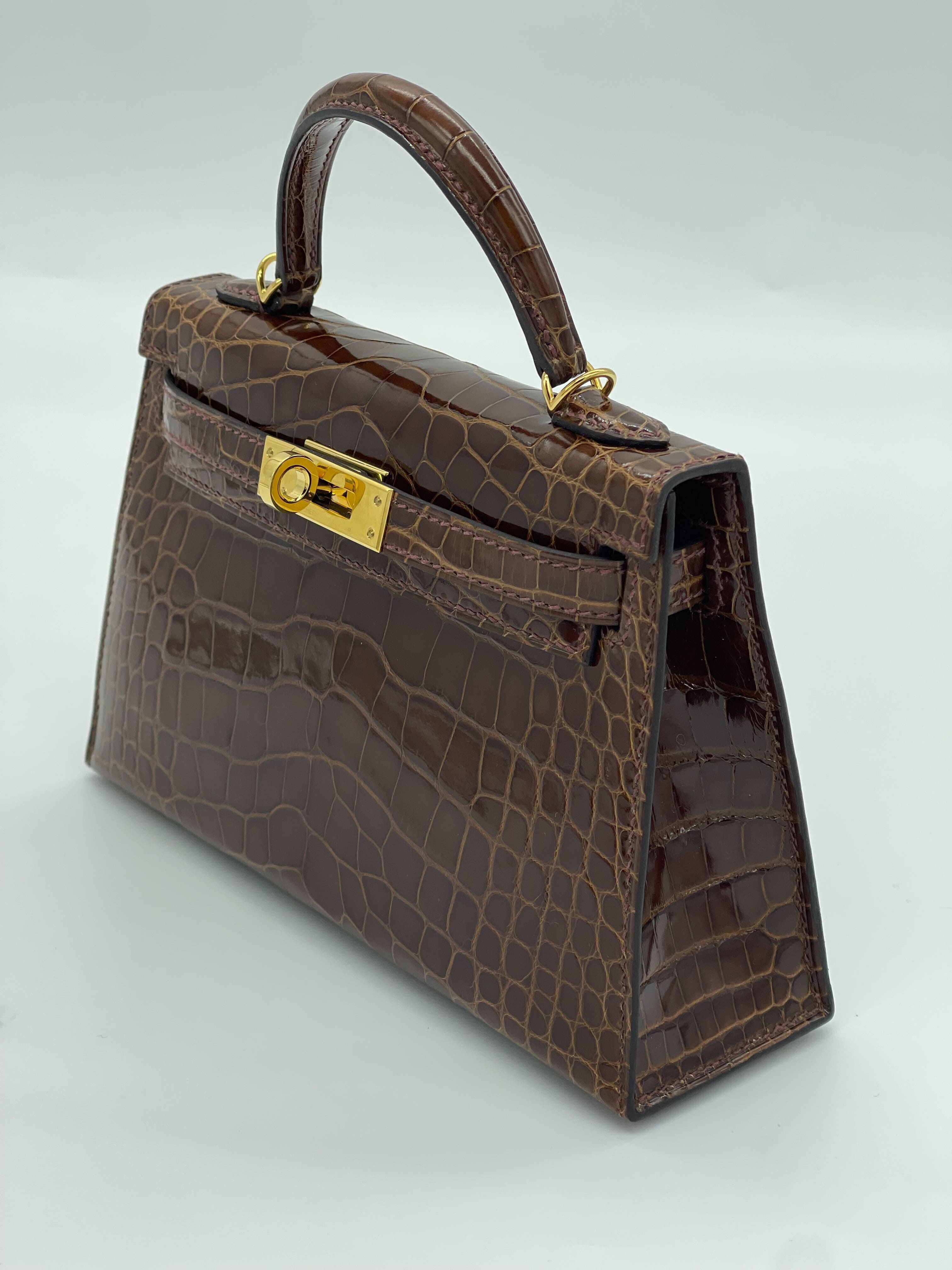 Hermès Kelly II Sellier Mini 20 Missi Alligator Miel Brown Gold Hardware