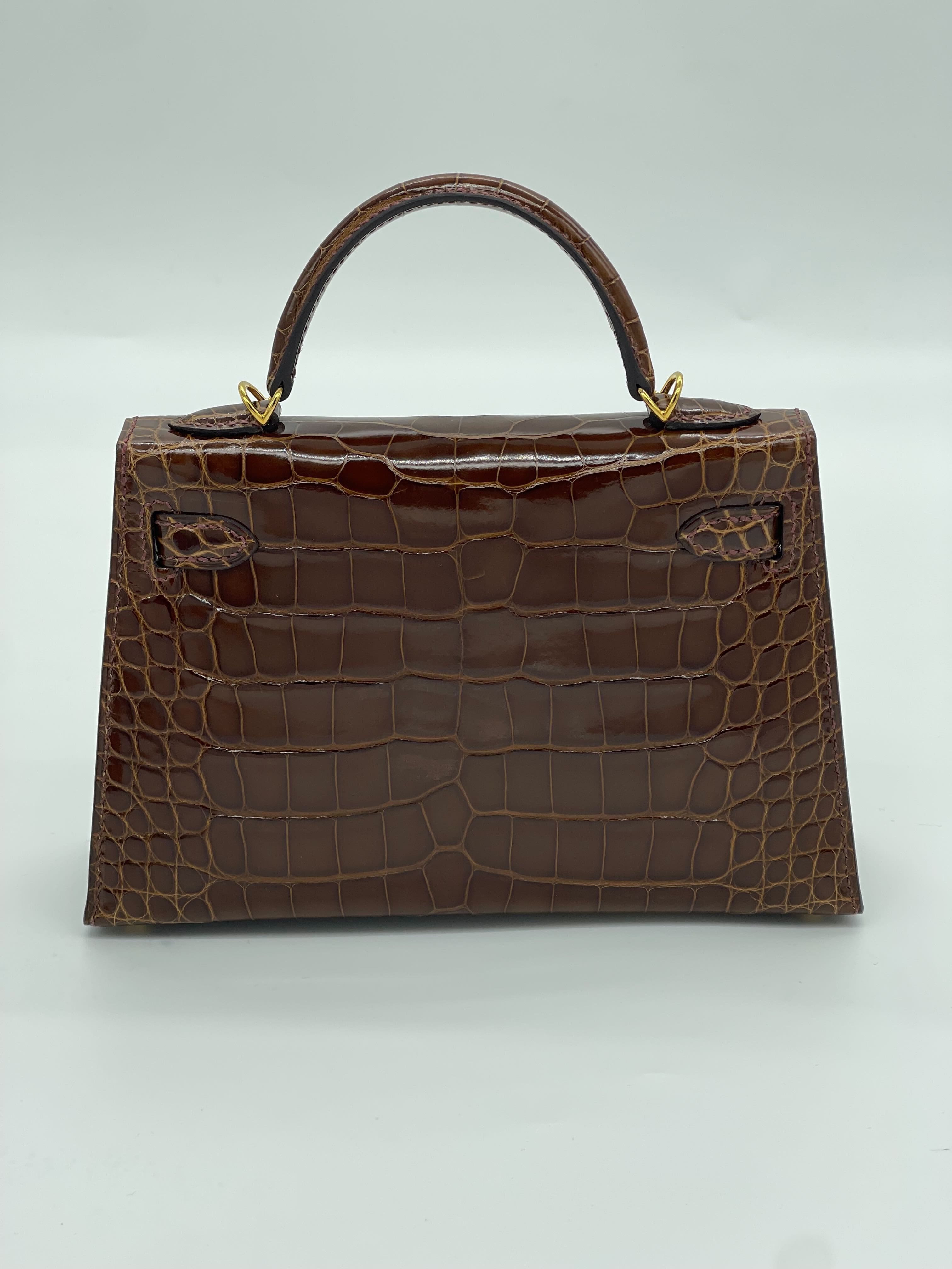 Hermès Kelly II Sellier Mini 20 Missi Alligator Miel Brown Gold Hardware