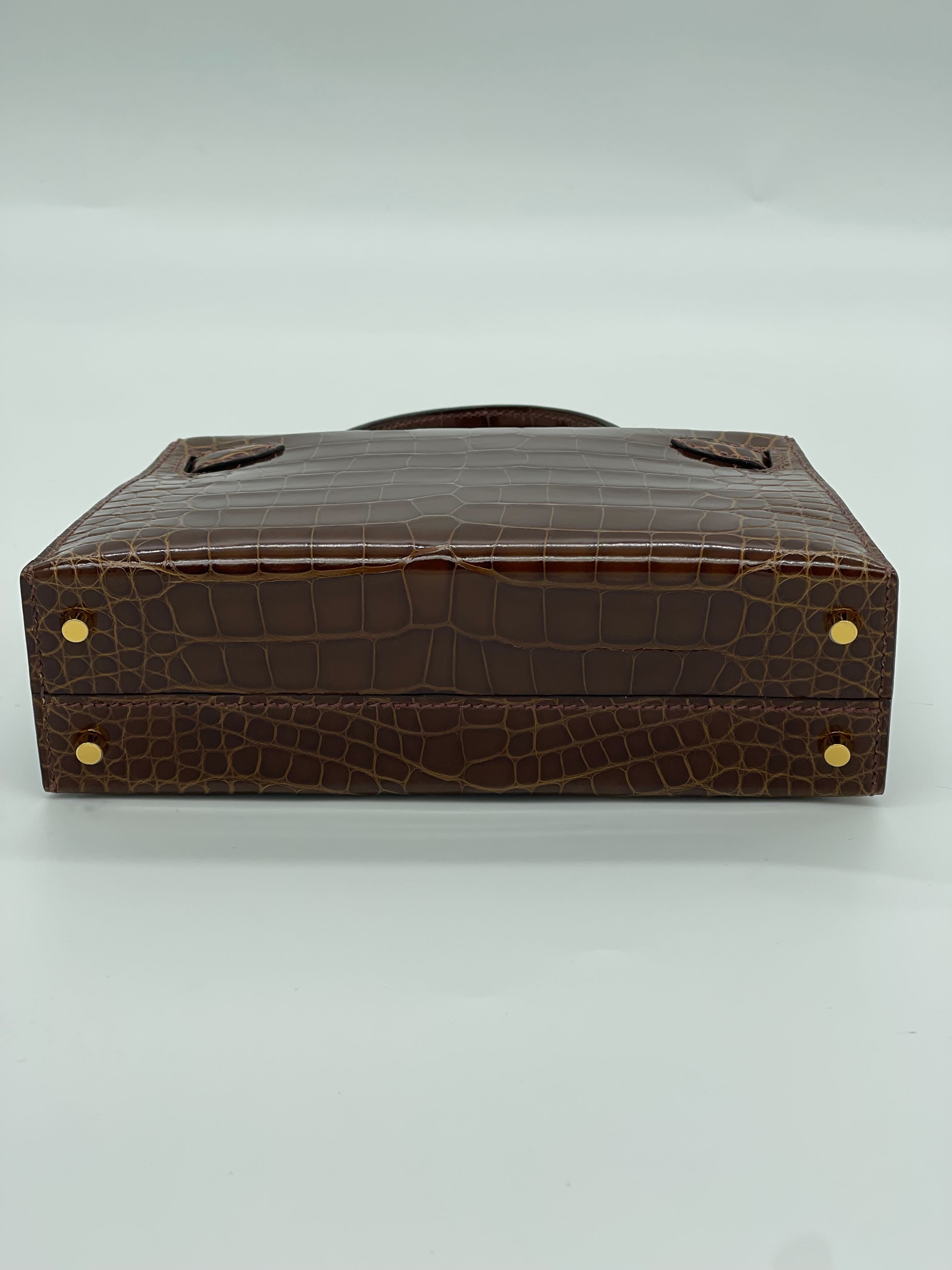 Hermès Kelly II Sellier Mini 20 Missi Alligator Miel Brown Gold Hardware