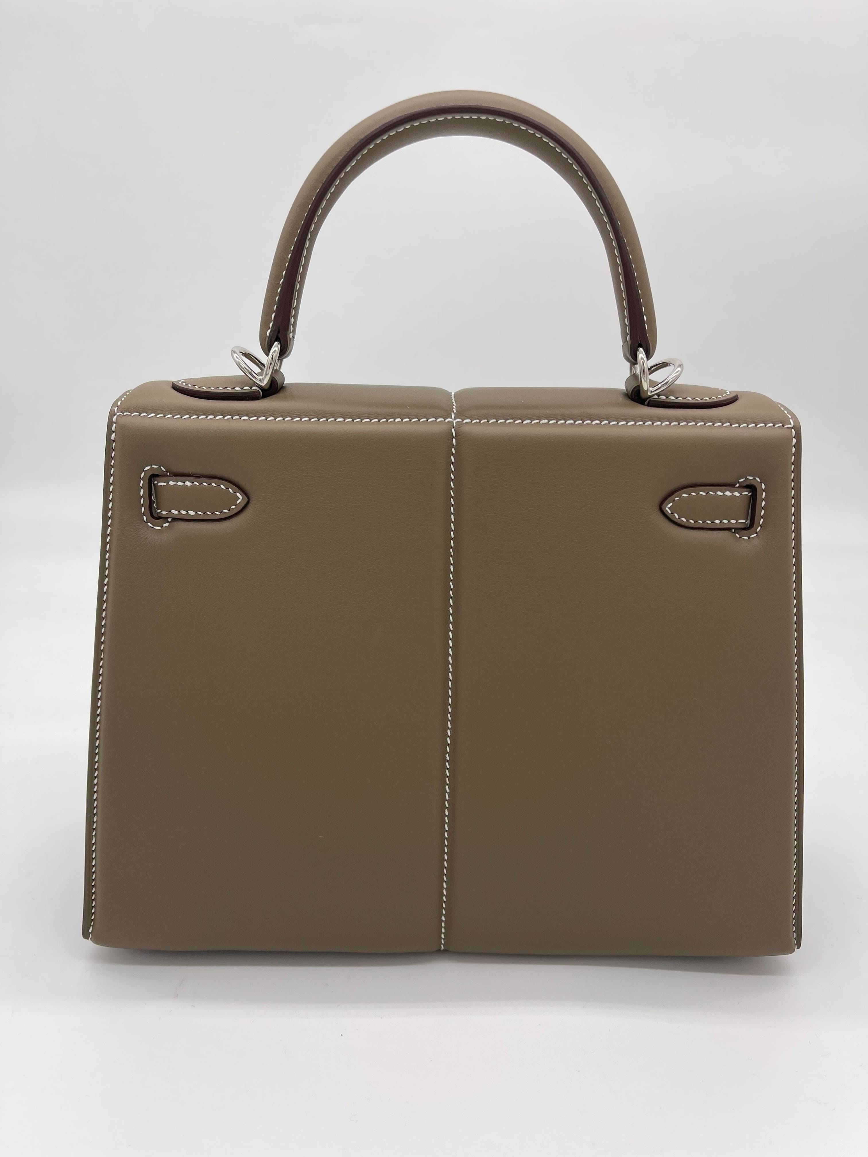 Hermès Kelly 25 Etoupe Swift Padded Palladium Hardware