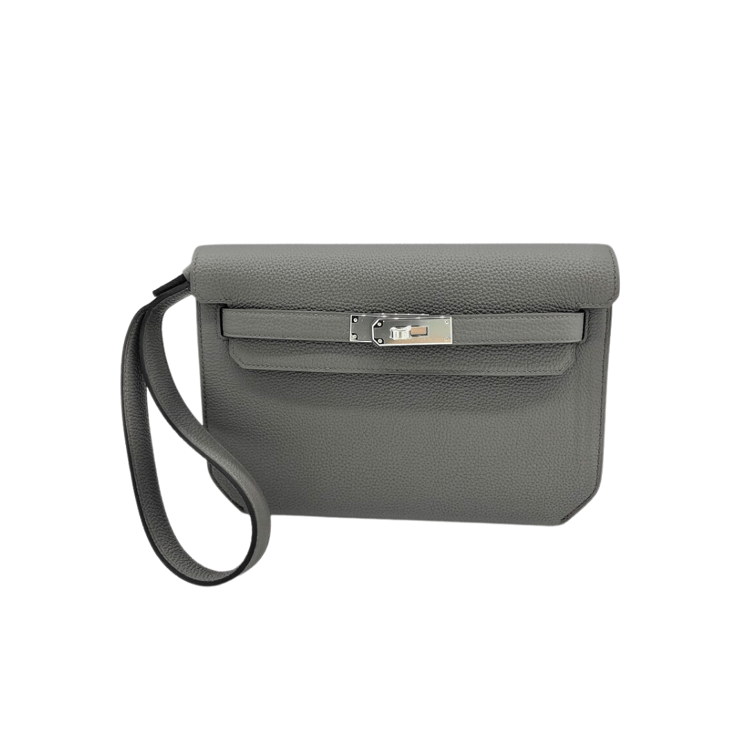 Hermès Kelly Depeches 25 Gris Etain Togo Calfskin Clutch