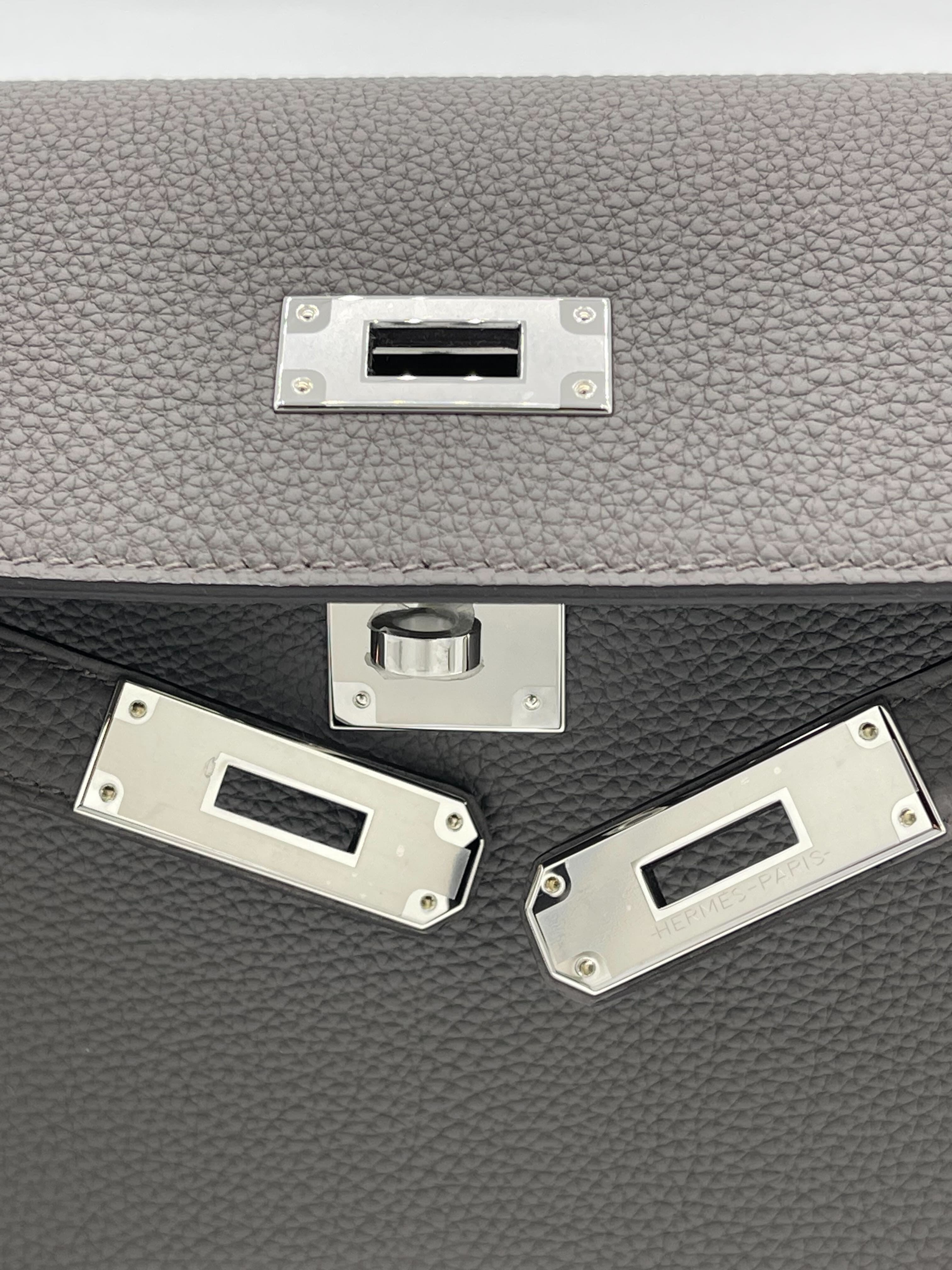 Hermès Kelly Depeches 25 Gris Etain Togo Calfskin Clutch