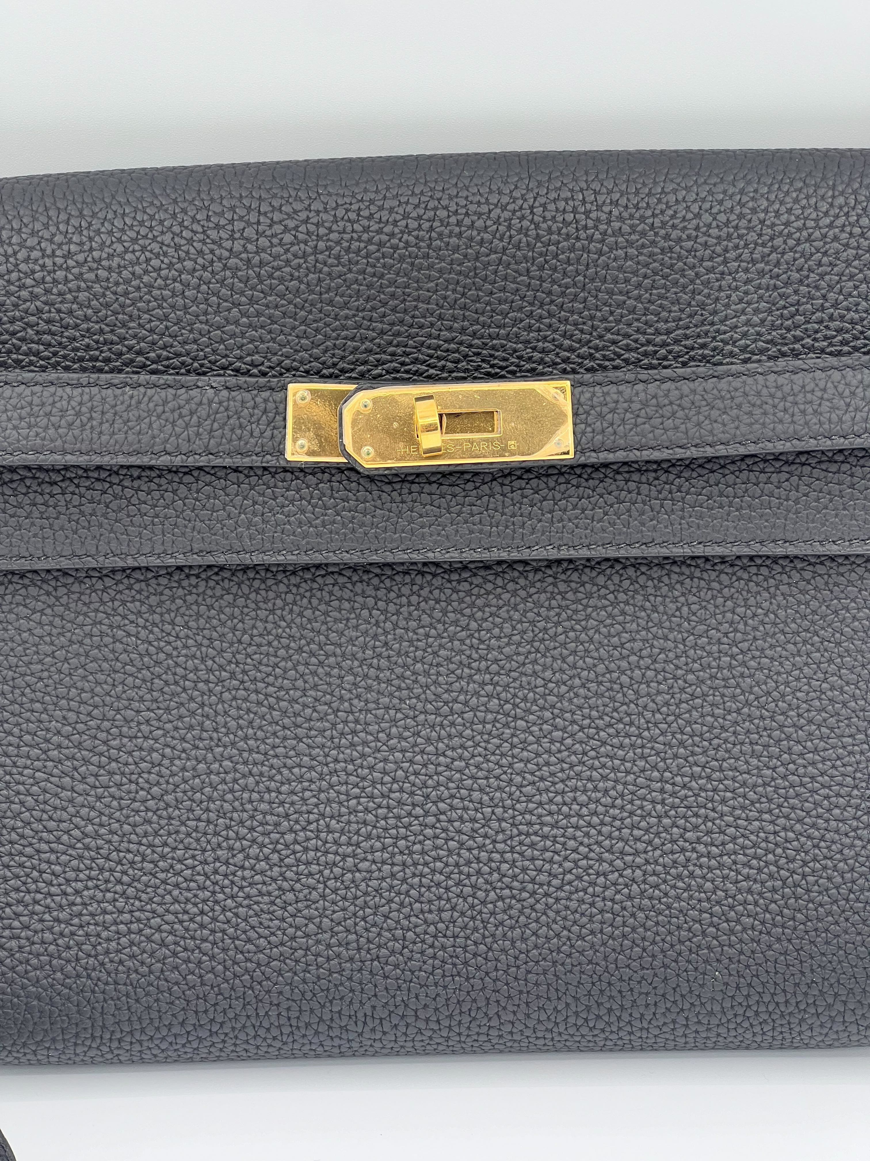 Hermès Kelly Dépêches 25 Noir Togo Gold Hardware