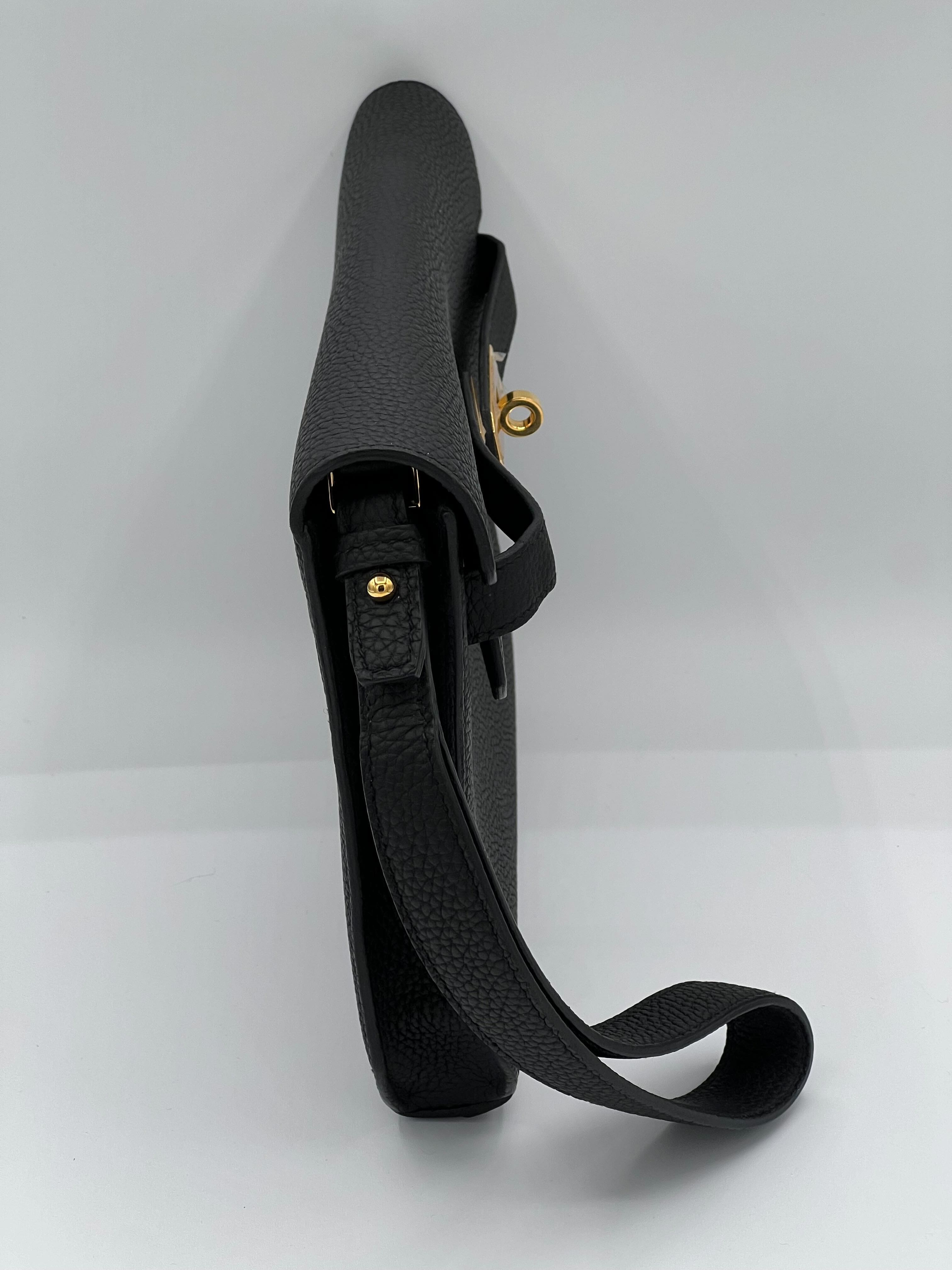 Hermès Kelly Dépêches 25 Noir Togo Gold Hardware