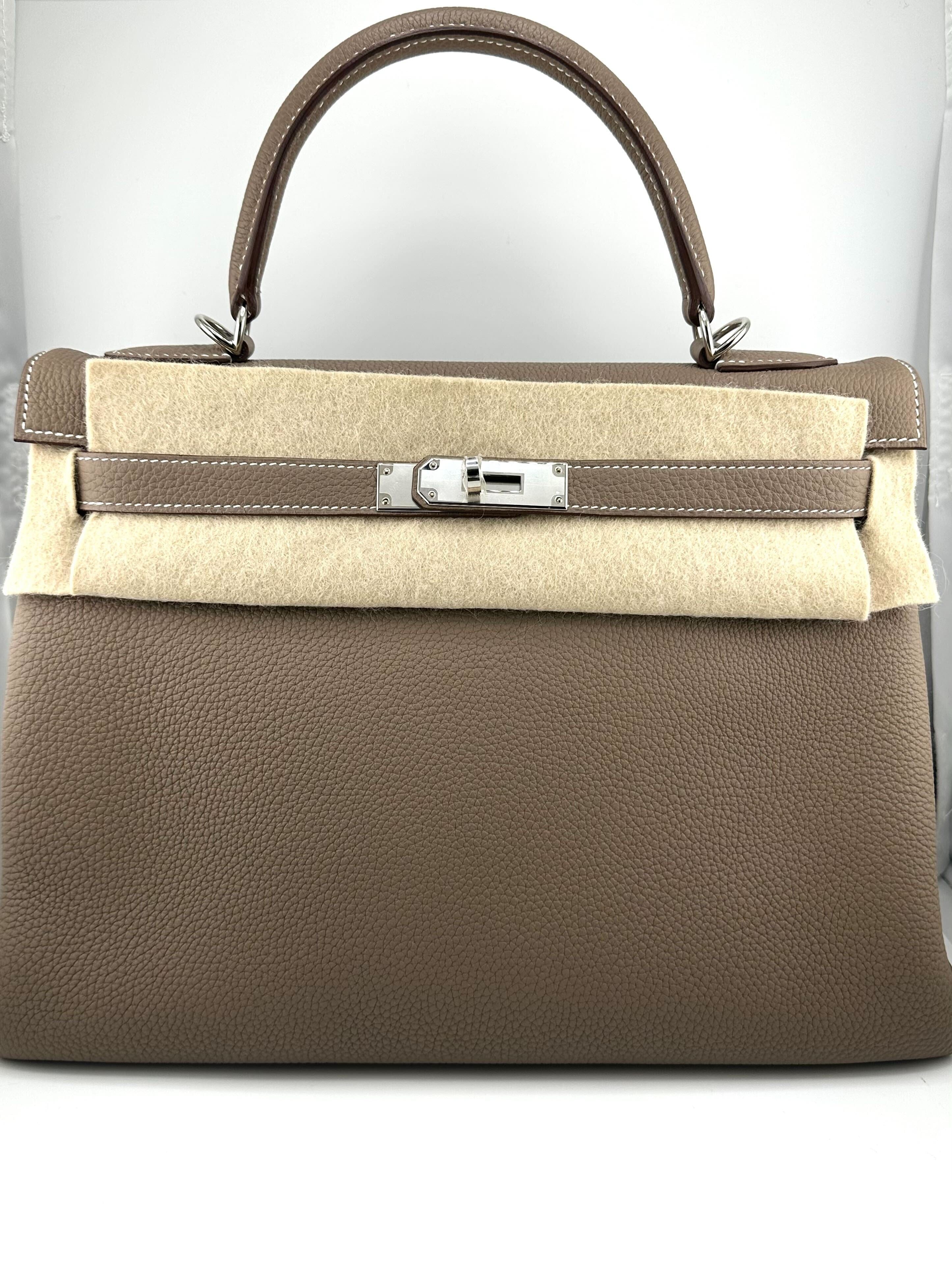 Hermès Kelly II Retourne 32 Togo Etoupe Palladium Hardware