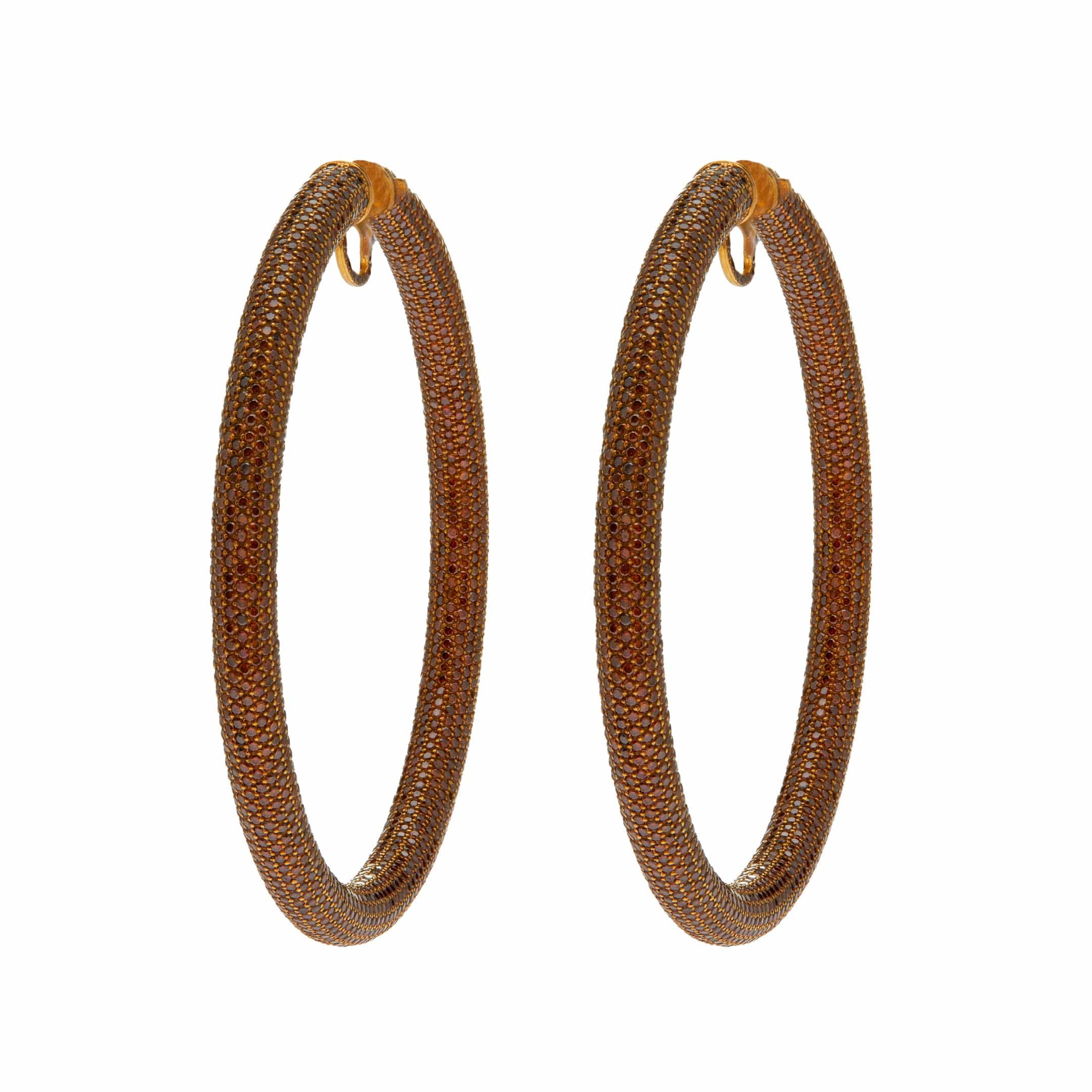 Jacob & Co. Hoop Earrings 18K Yellow Gold Pavé Set with Brown Diamonds - Premium Luxury Product