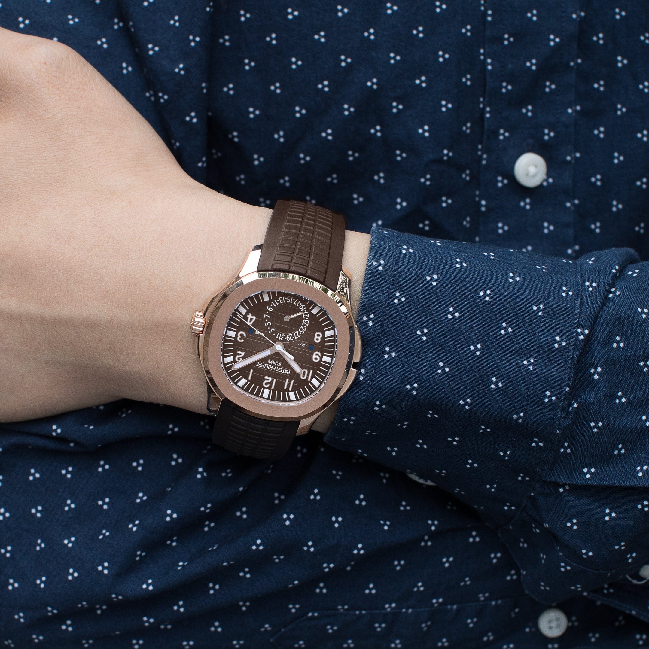 Patek Philippe Aquanaut 5164R-001 Travel Time Brown Dial Rose Gold (2024)