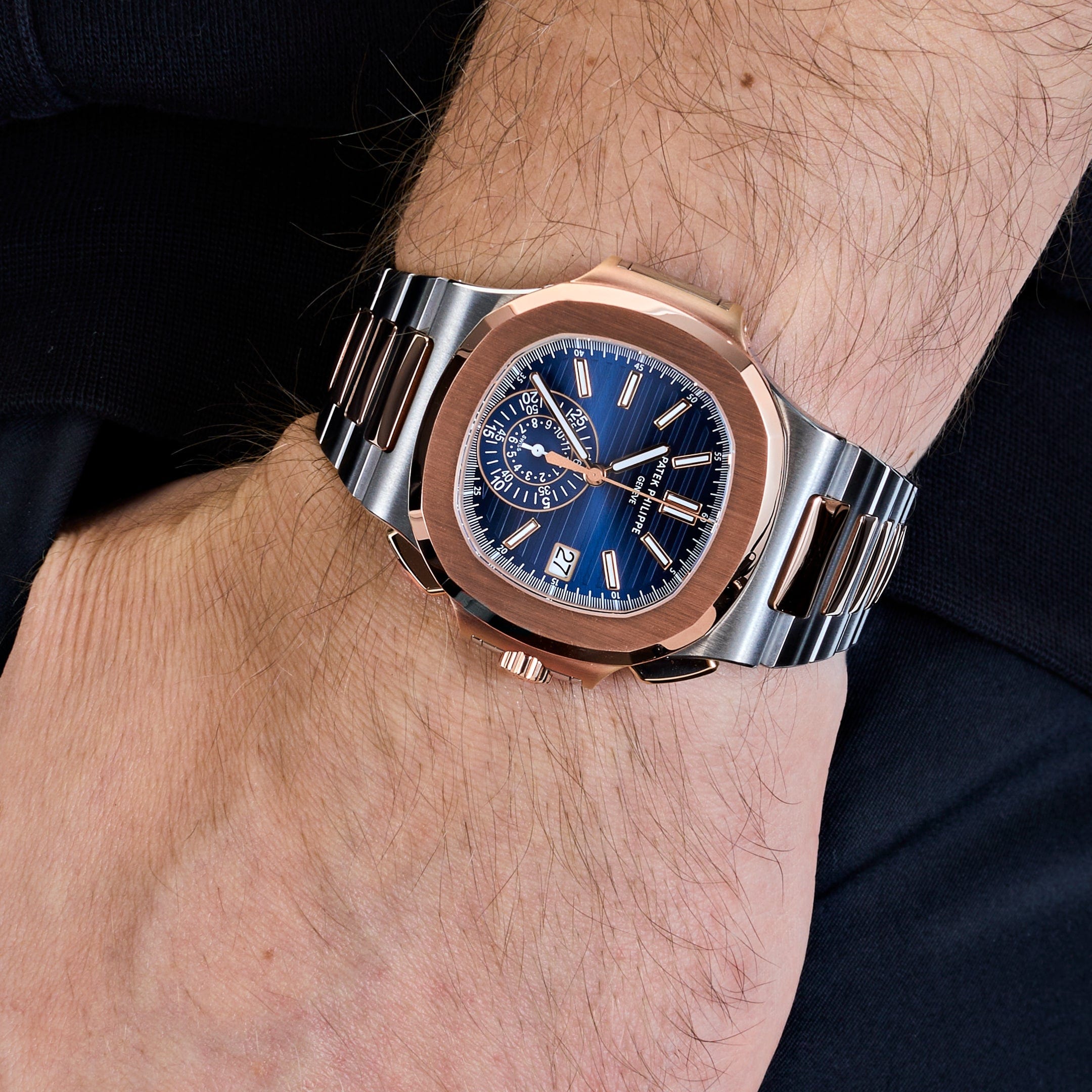 Patek Philippe Nautilus 5980/1AR-001 Chronograph Stainless Steel Rose Gold Blue Dial (2019)
