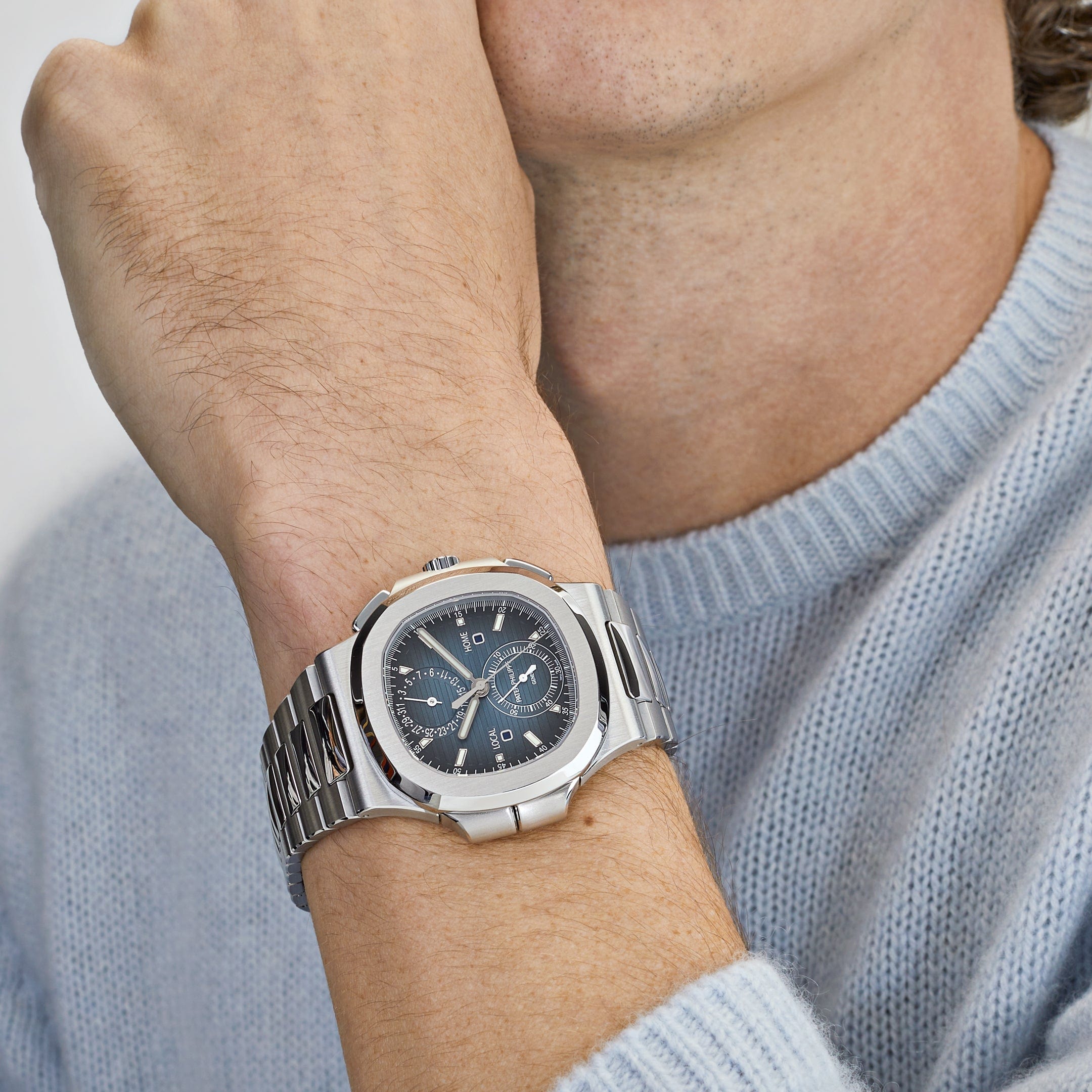 Patek Philippe Nautilus 5990/1A-011 'Travel Time' Flyback Chronograph Stainless Steel Blue Dial