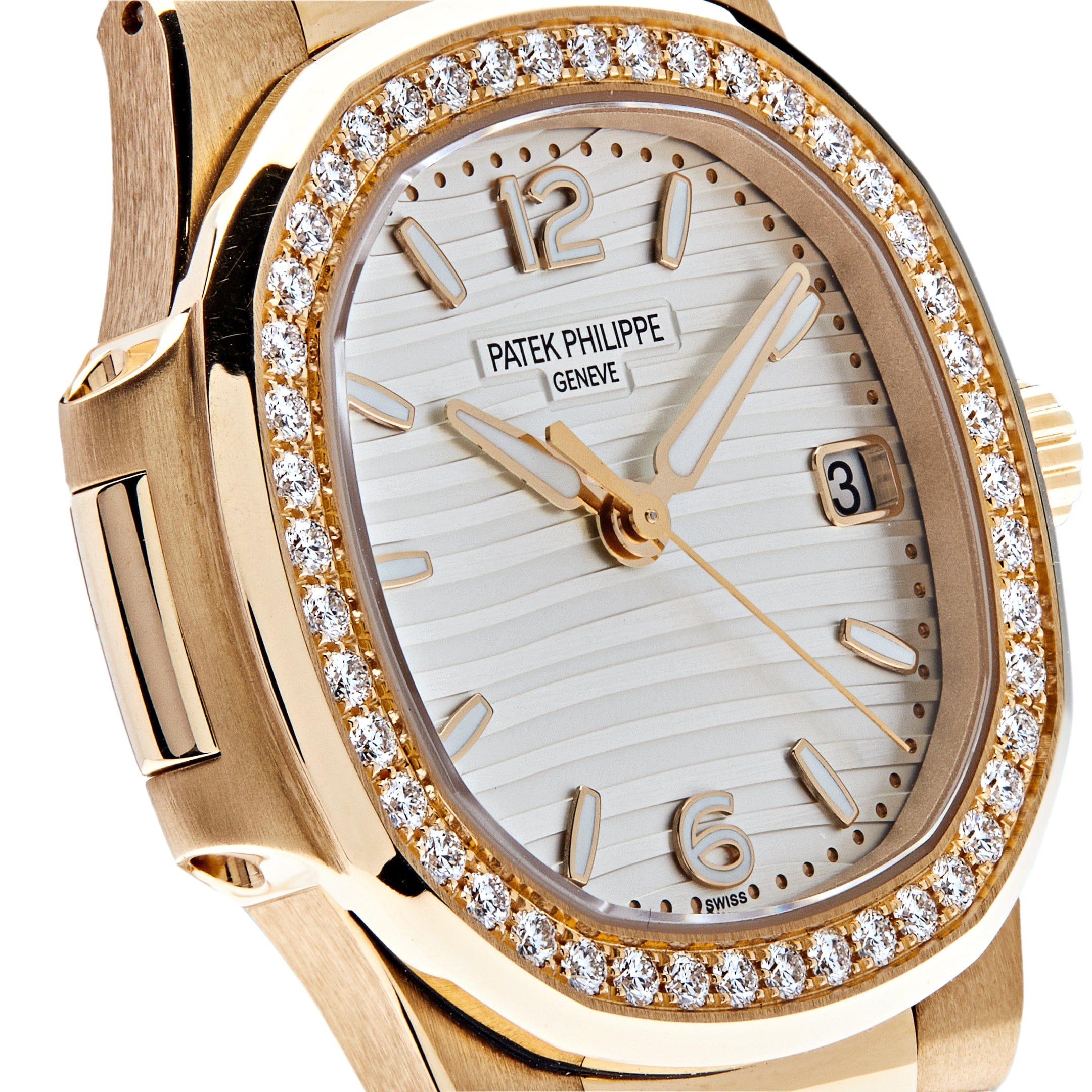 Patek Philippe Nautilus 7010/1R-011 'Ladies' Quartz Rose Gold Diamond Bezel