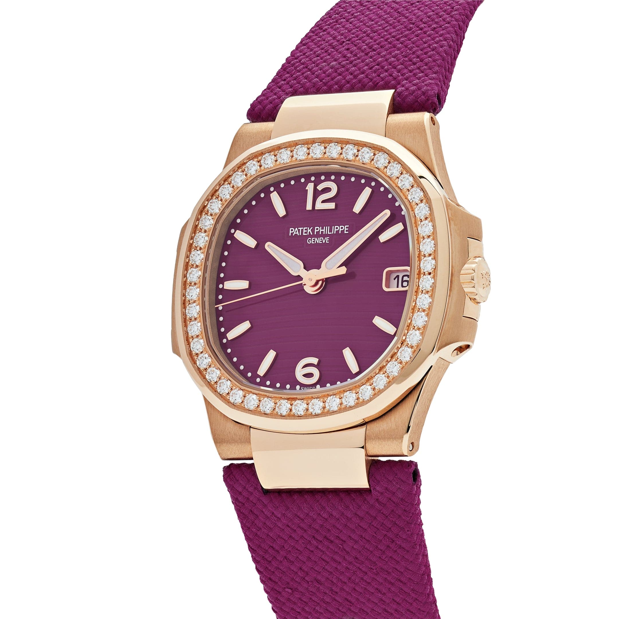 Patek Philippe Nautilus 7010R-013 'Ladies' Rose Gold Purple Dial Diamond Bezel (2024)