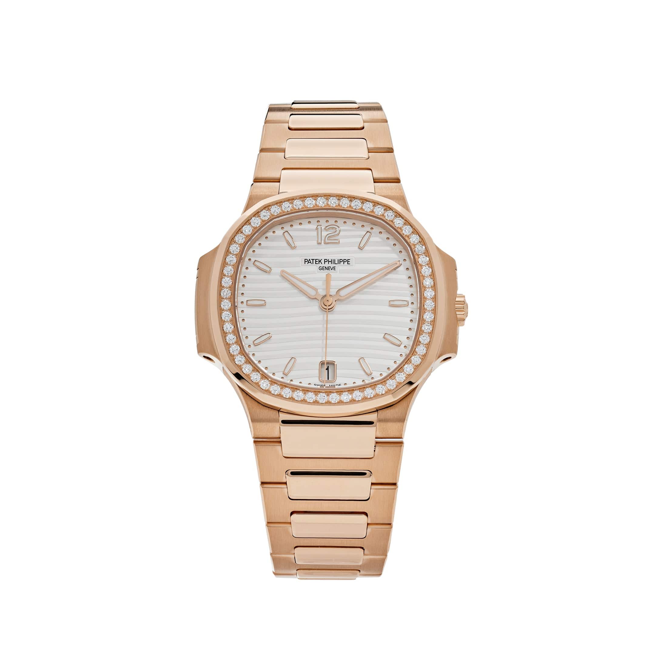 Patek Philippe Nautilus 7118/1200R-001 'Ladies Automatic' Rose Gold Silver Dial Diamond Bezel (2023)