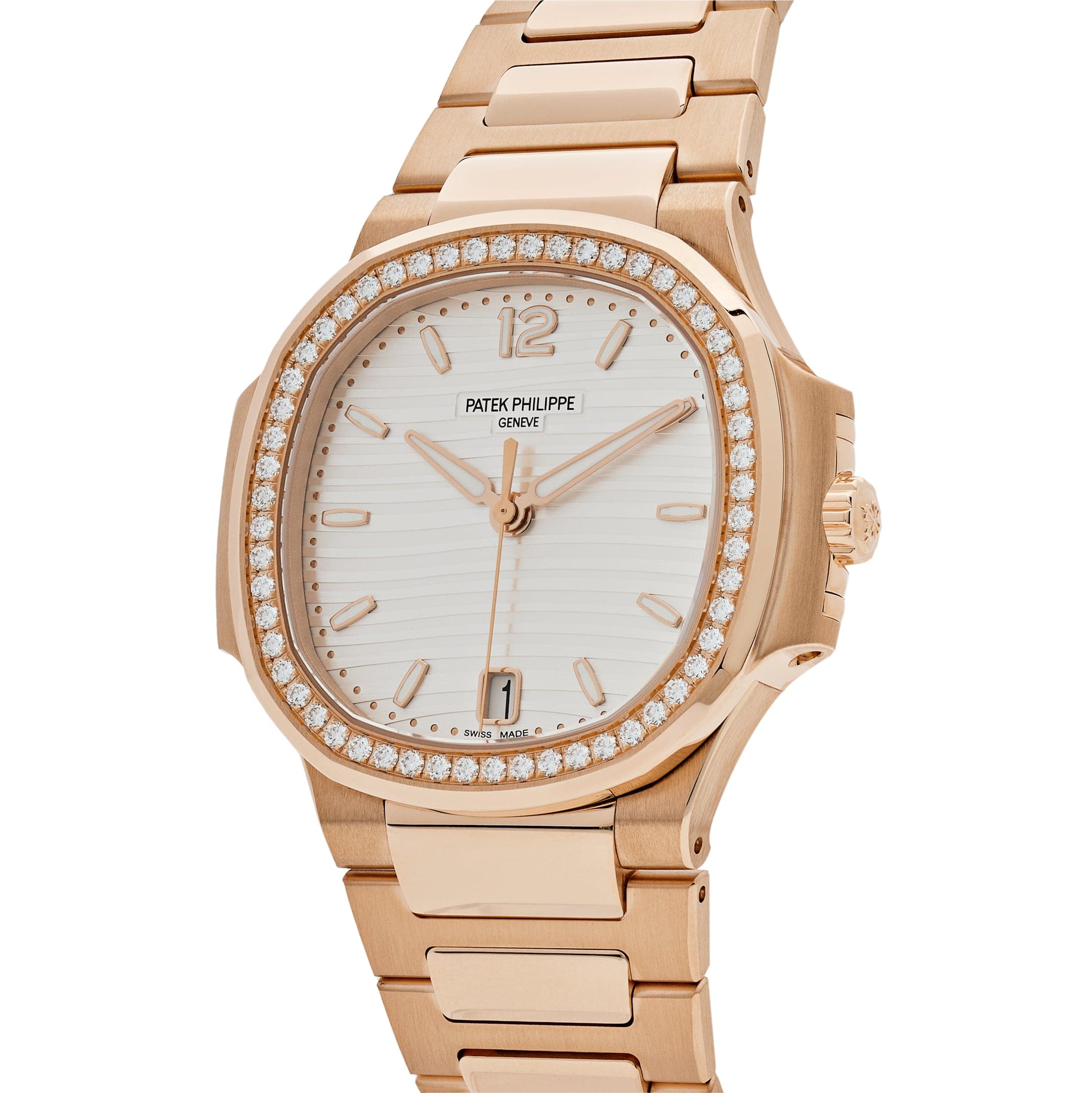 Patek Philippe Nautilus 7118/1200R-001 'Ladies Automatic' Rose Gold Silver Dial Diamond Bezel (2023)