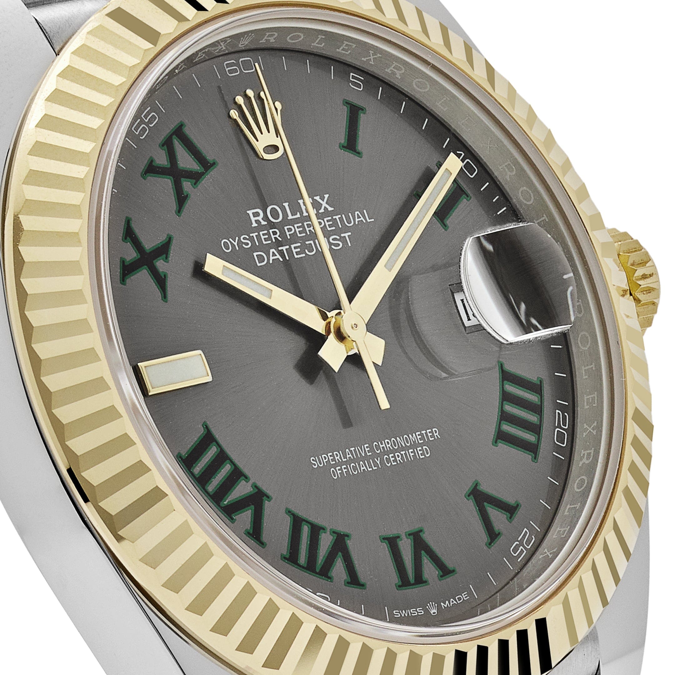 Rolex Datejust 126333 Wimbledon Yellow Gold Stainless Steel Slate Dial Jubilee