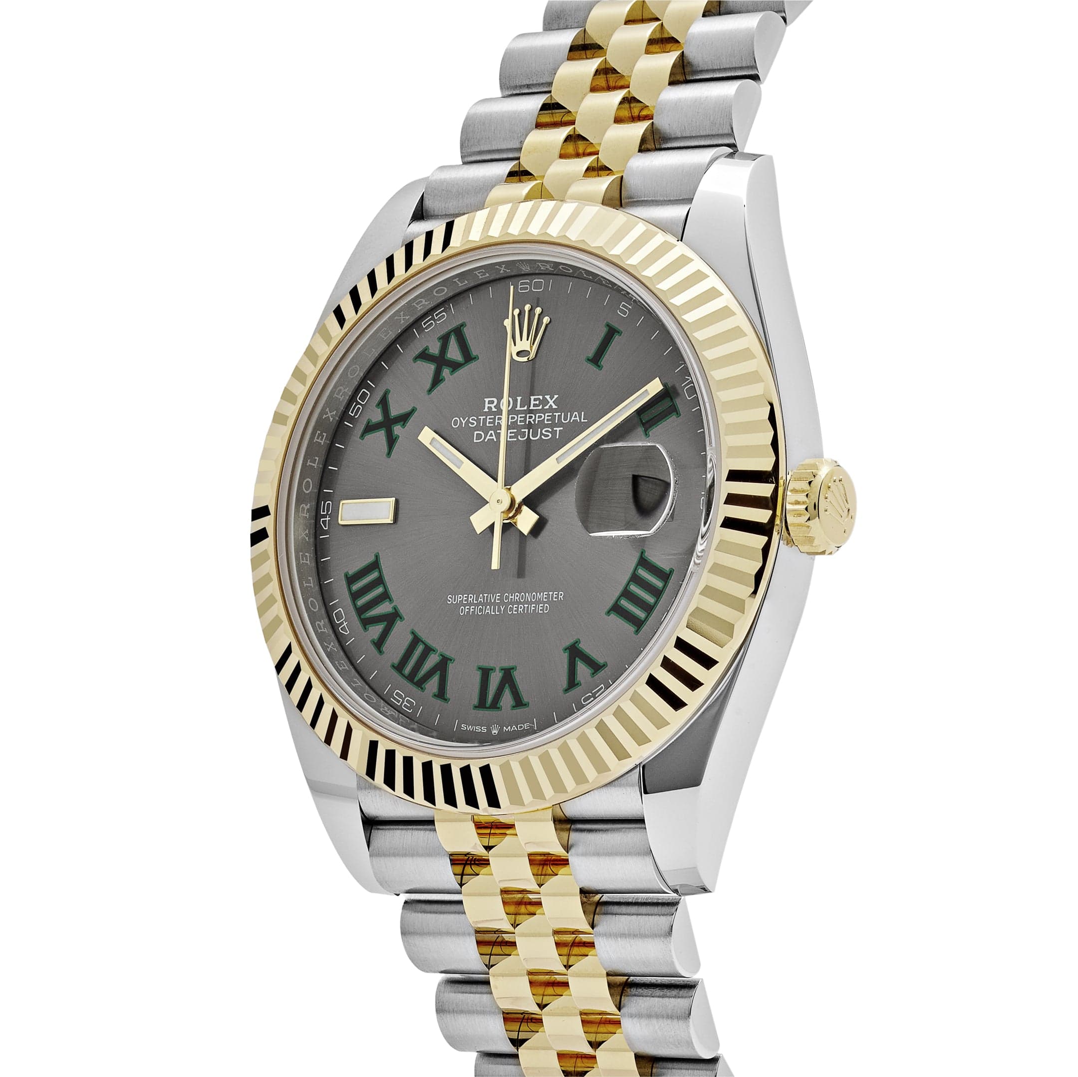 Rolex Datejust 126333 Wimbledon Yellow Gold Stainless Steel Slate Dial Jubilee