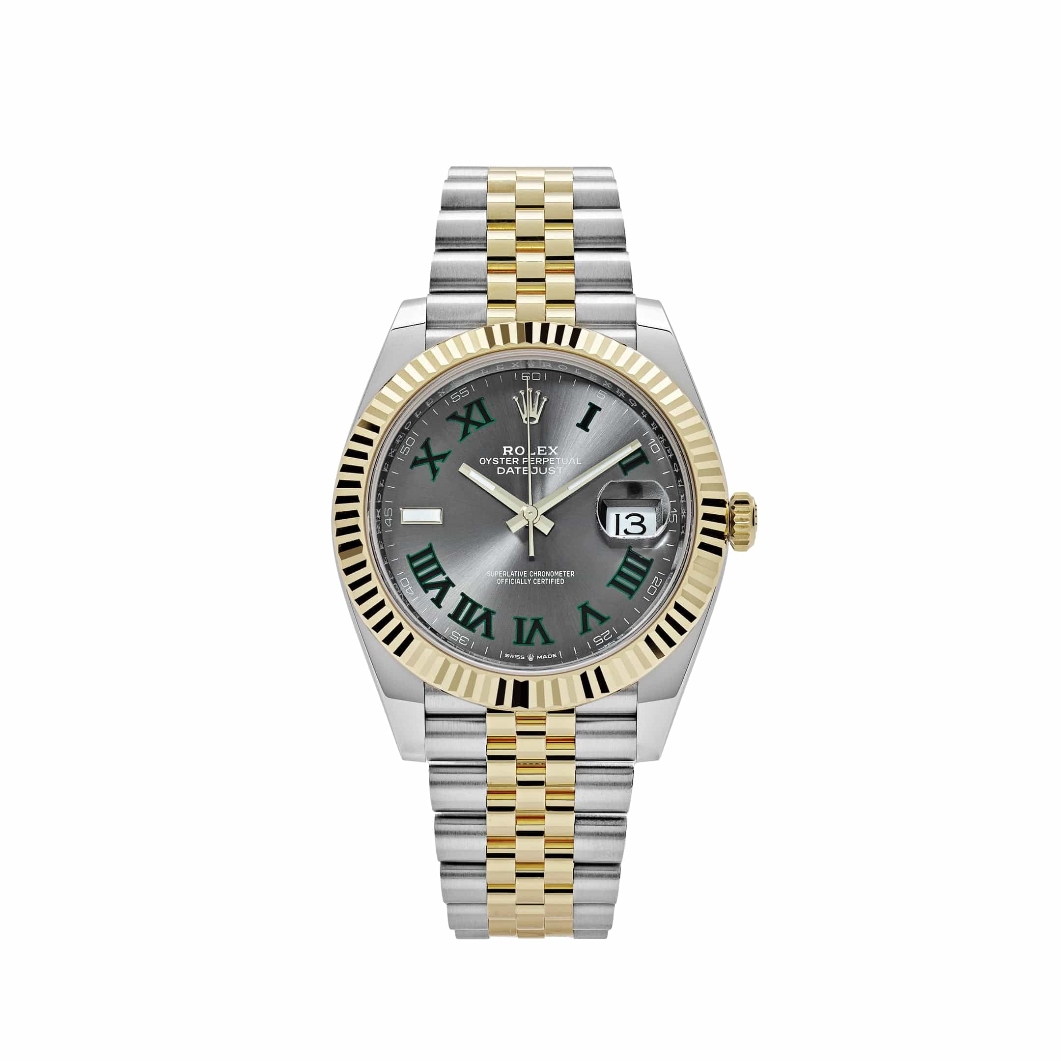 Rolex Datejust 126333 Wimbledon Yellow Gold Stainless Steel Slate Dial Jubilee